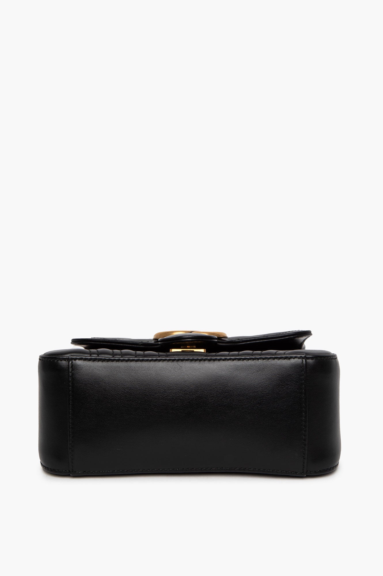Gucci Black Leather GG Marmont Top Handle Bag
