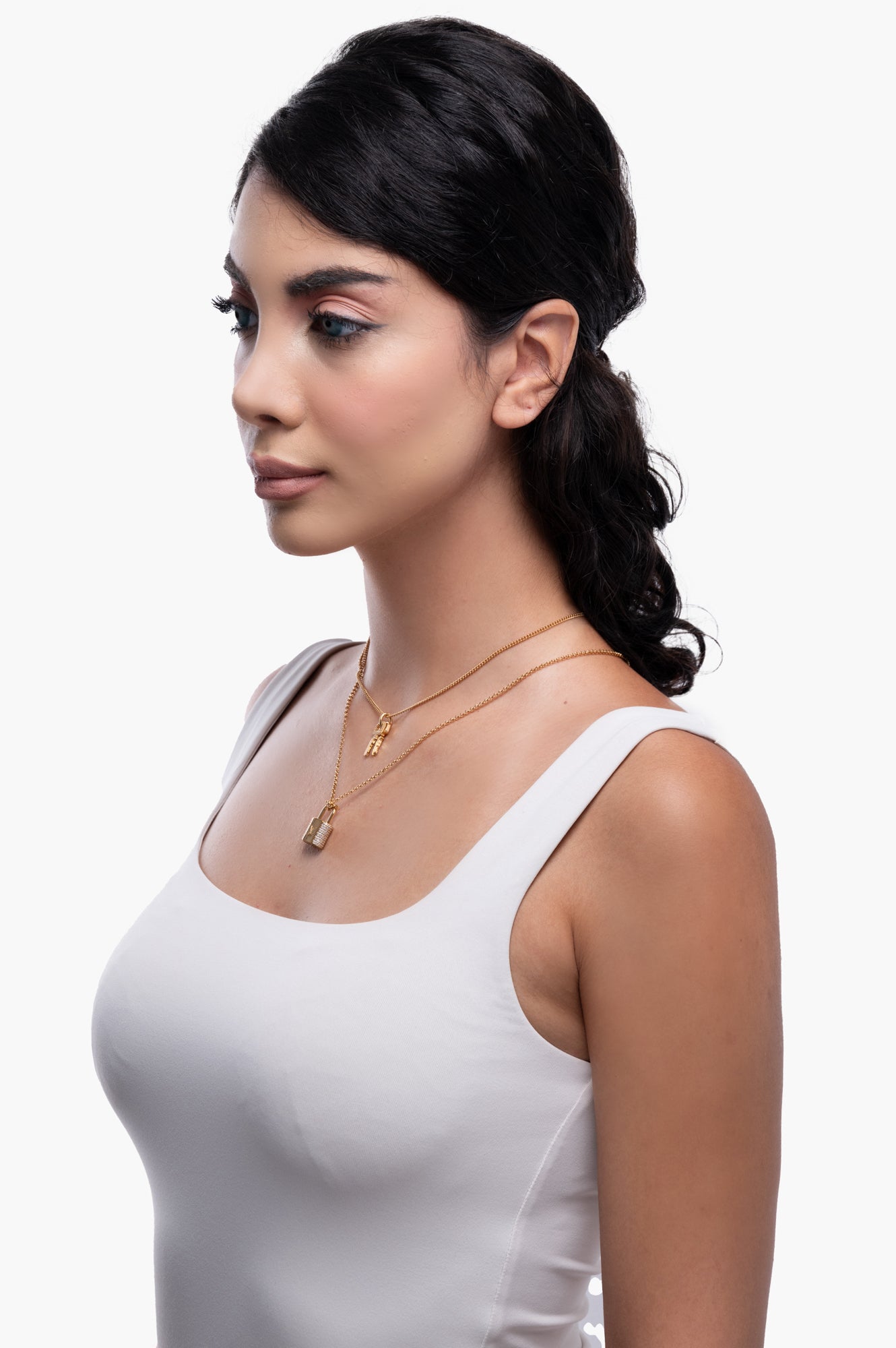 Louis Vuitton Gold Tone Padlock Necklace