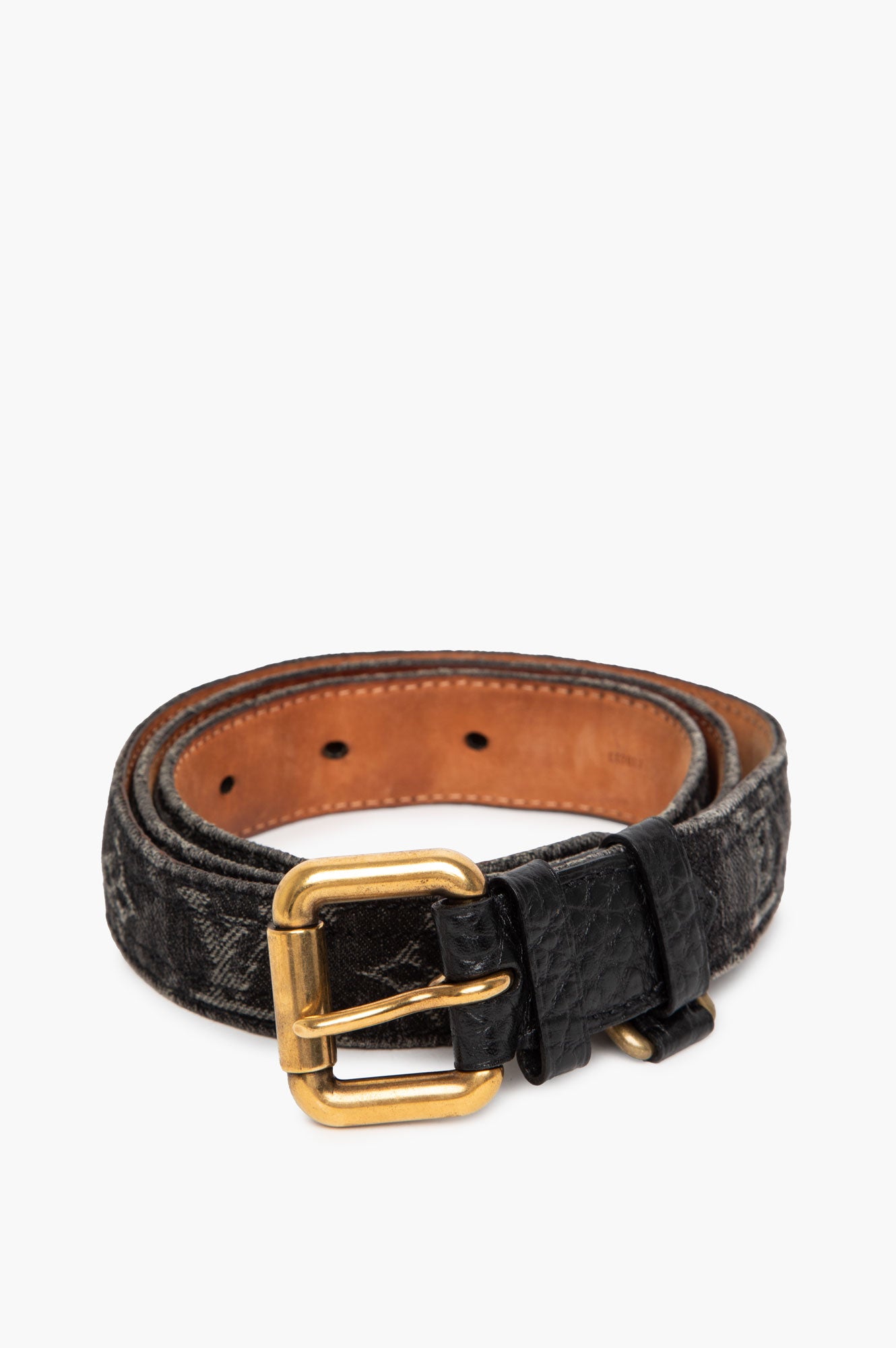 Louis Vuitton Black Denim Monogram Belt 100/40