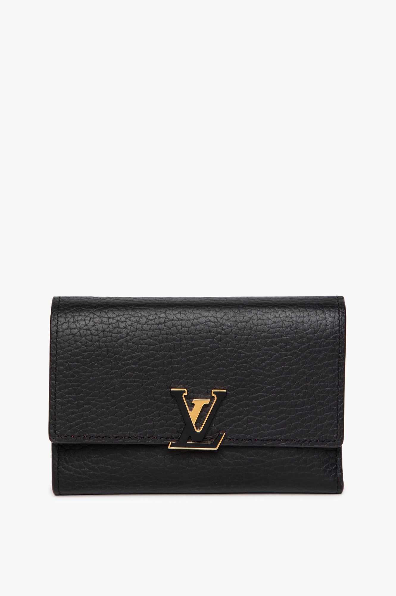 Louis Vuitton Black/Magenta Taurillon Capucines Compact Wallet