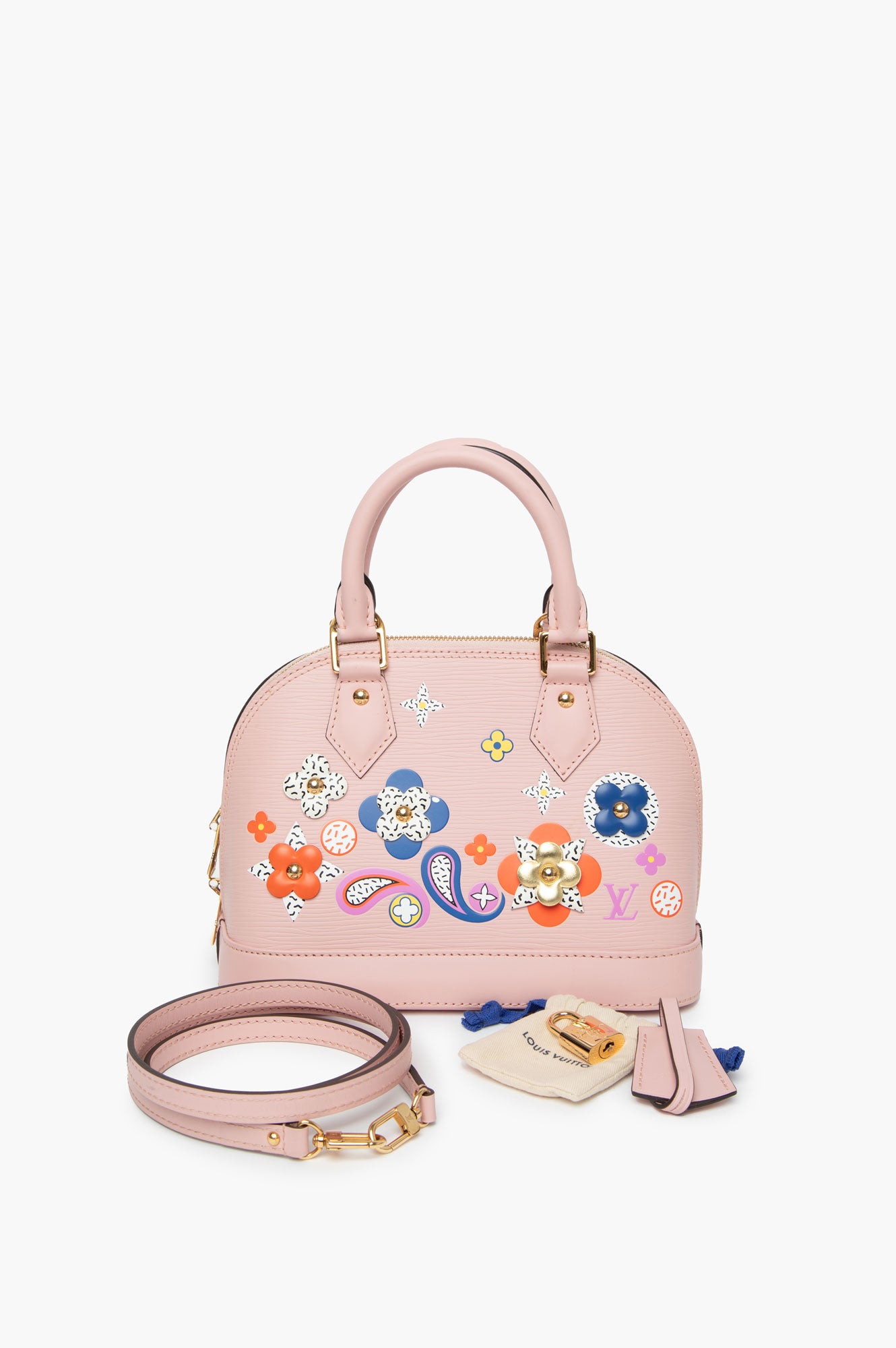 Louis Vuitton Epi Blooming Flowers Alma BB Rose Ballerine front