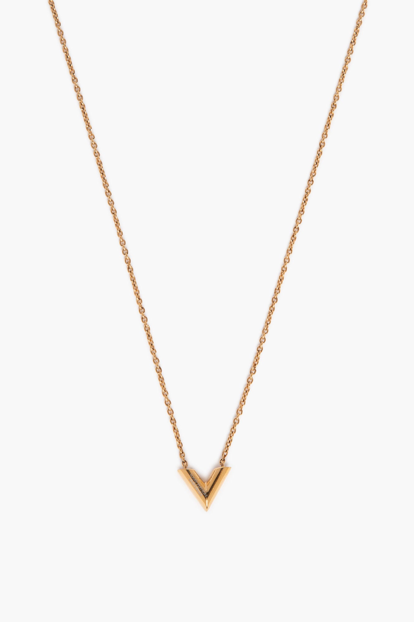 Louis Vuitton Gold Finish Essential V Necklace