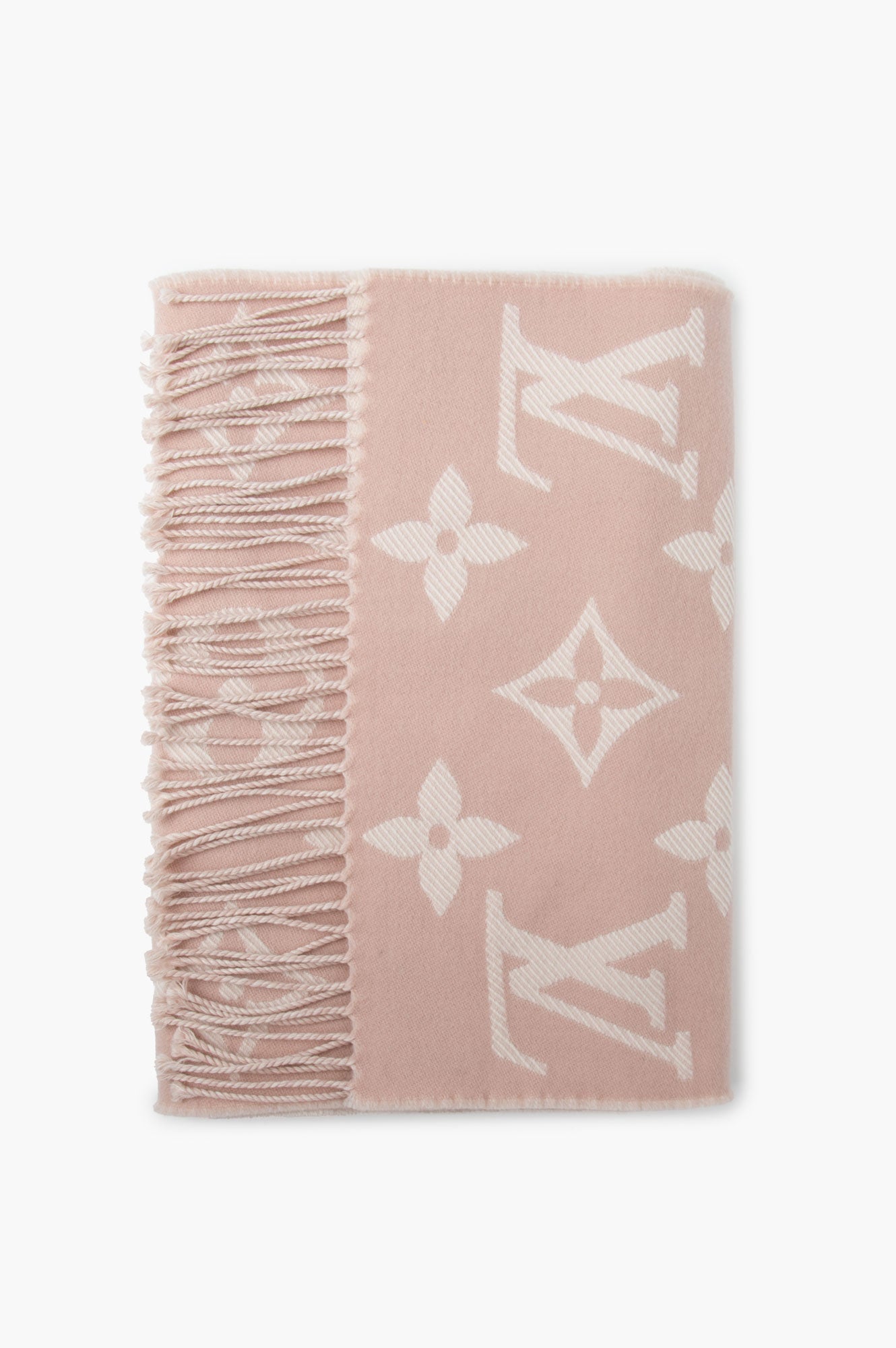 Louis Vuitton Pink/Cream Monogram Wool Simply LV Scarf