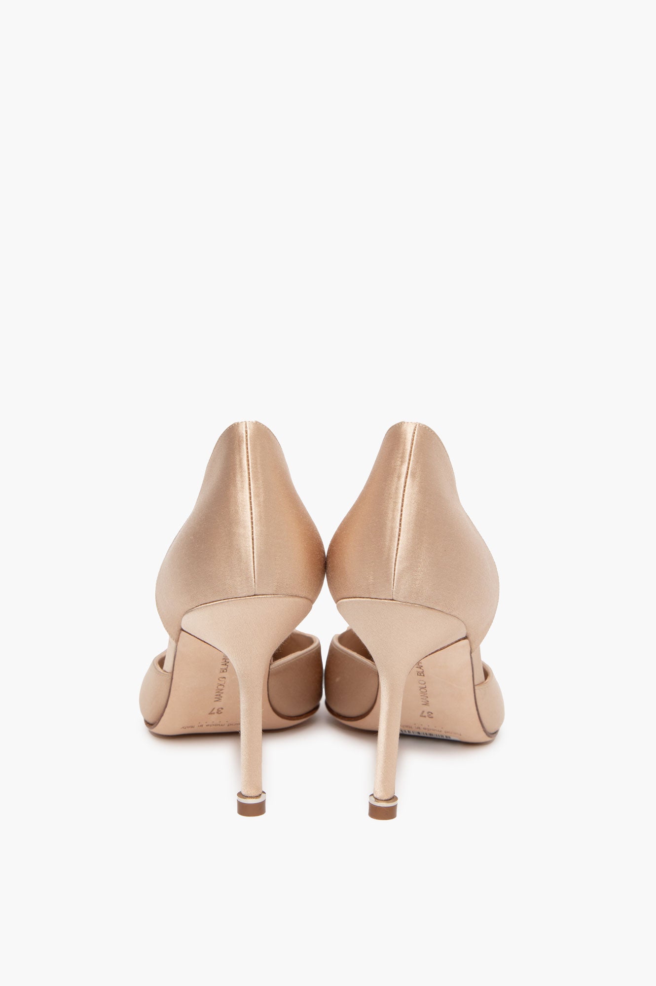 Manolo Blahnik Beige Satin Hangisi D' Orsay Pumps Size 37 back