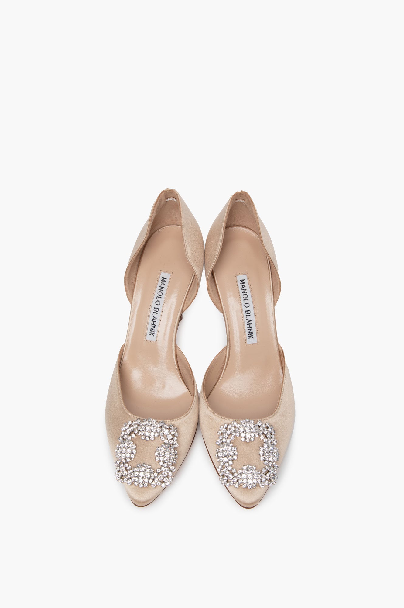 Manolo Blahnik Beige Satin Hangisi D' Orsay Pumps Size 37 front