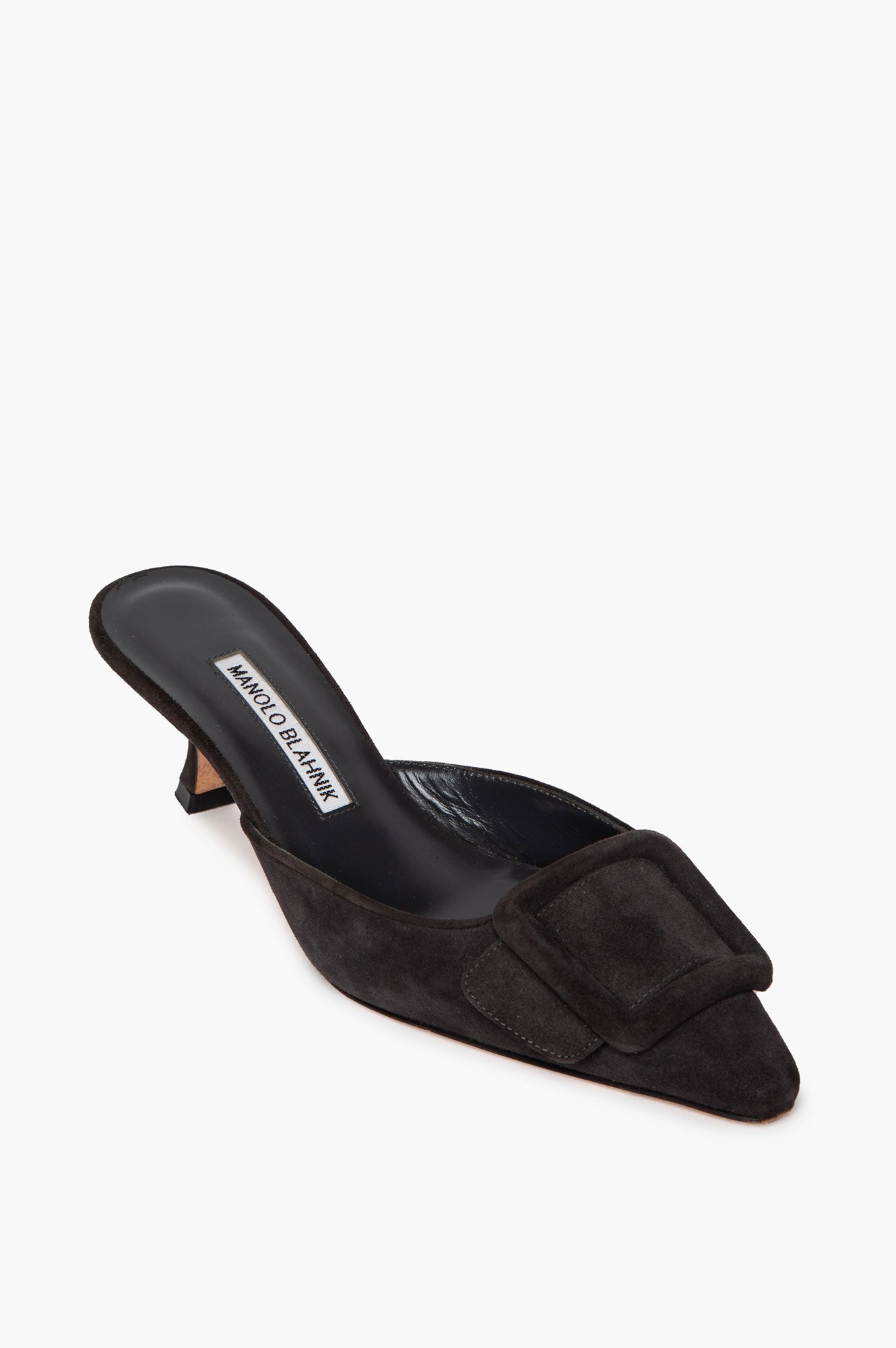 Manolo Blahnik Charcoal Suede Maysale Mules Size 35.5
