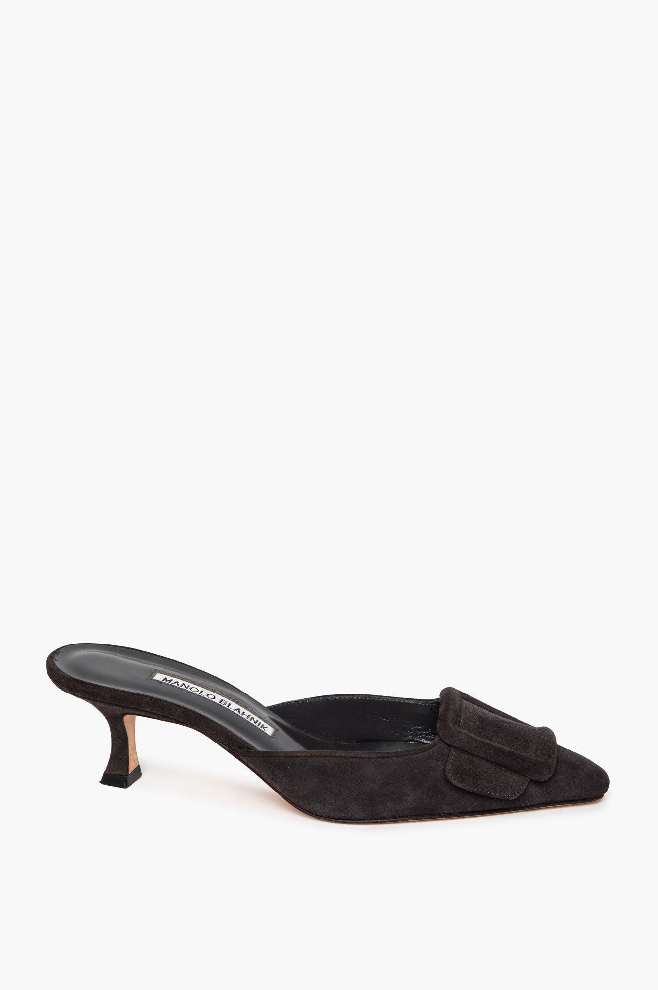 Manolo Blahnik Charcoal Suede Maysale Mules Size 35.5