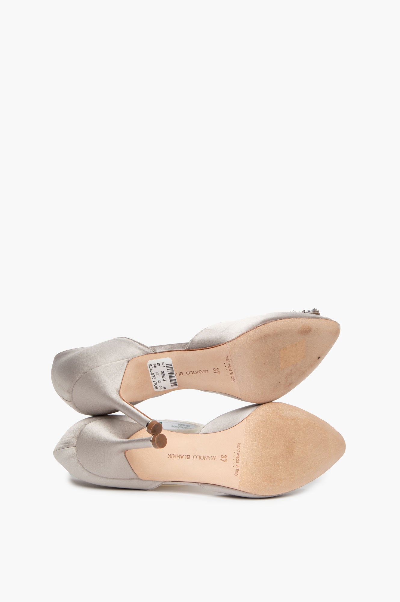 Manolo Blahnik Grey Satin Hangisi D' Orsay Pumps Size 37 bottom