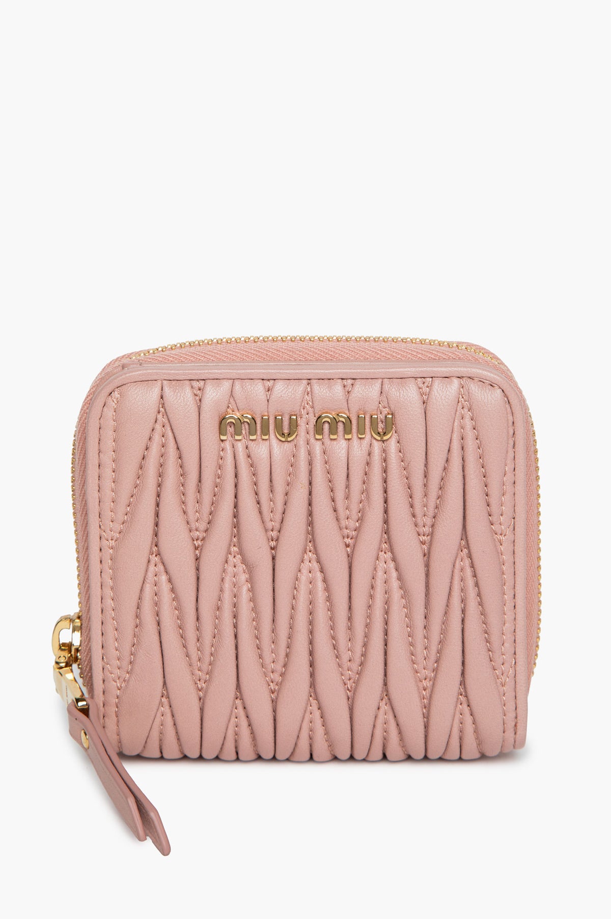 Miu Miu Pink Matelassé Nappa Leather Wallet