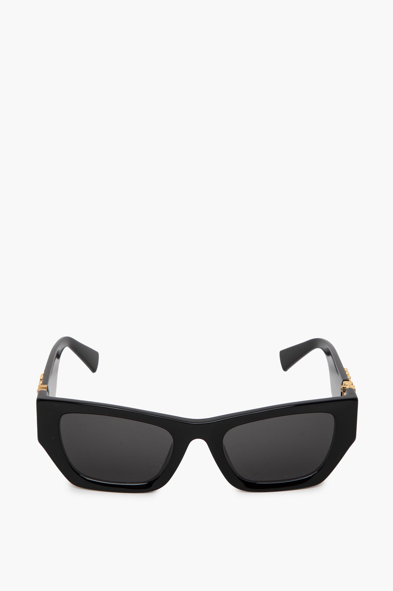 Miu Miu SMU 09WS Black Rectangle Gold Logo Sunglasses