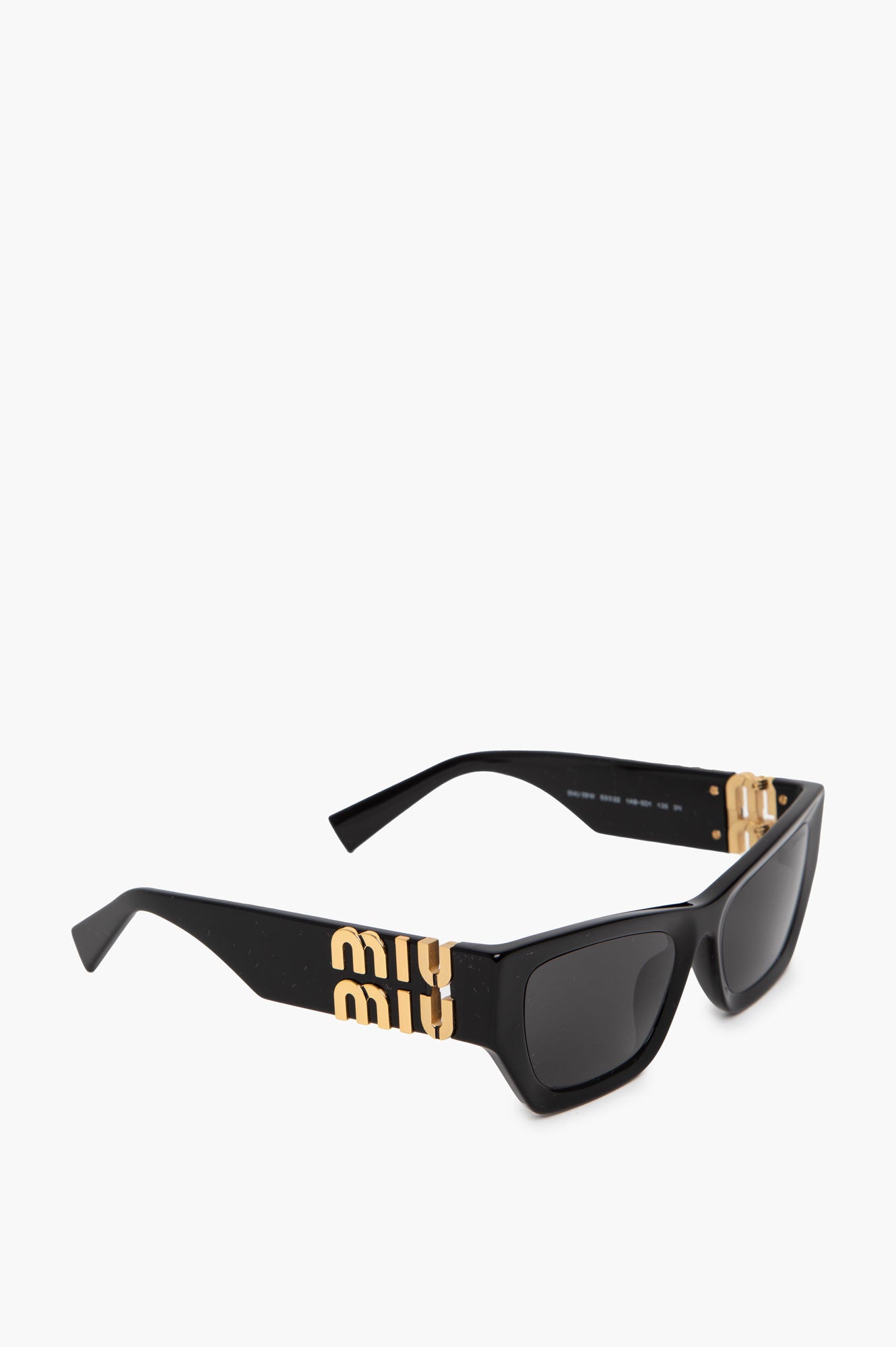 Miu Miu SMU 09WS Black Rectangle Gold Logo Sunglasses