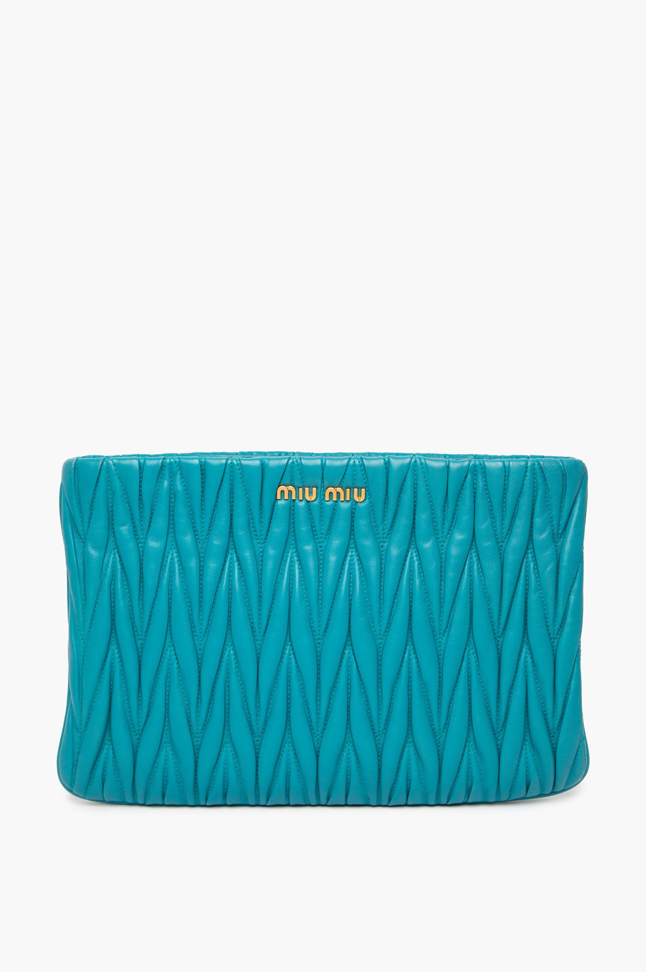 Miu Miu Turquoise Lambskin Matelassé Clutch