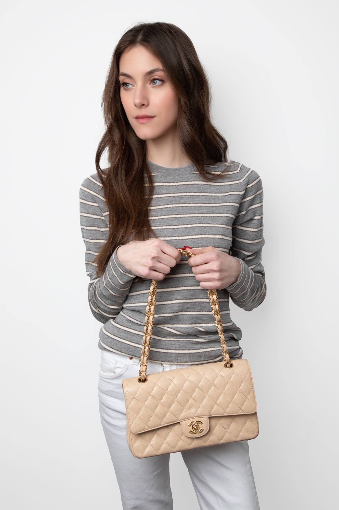 Chanel Beige Caviar Medium Classic Double Flap Bag