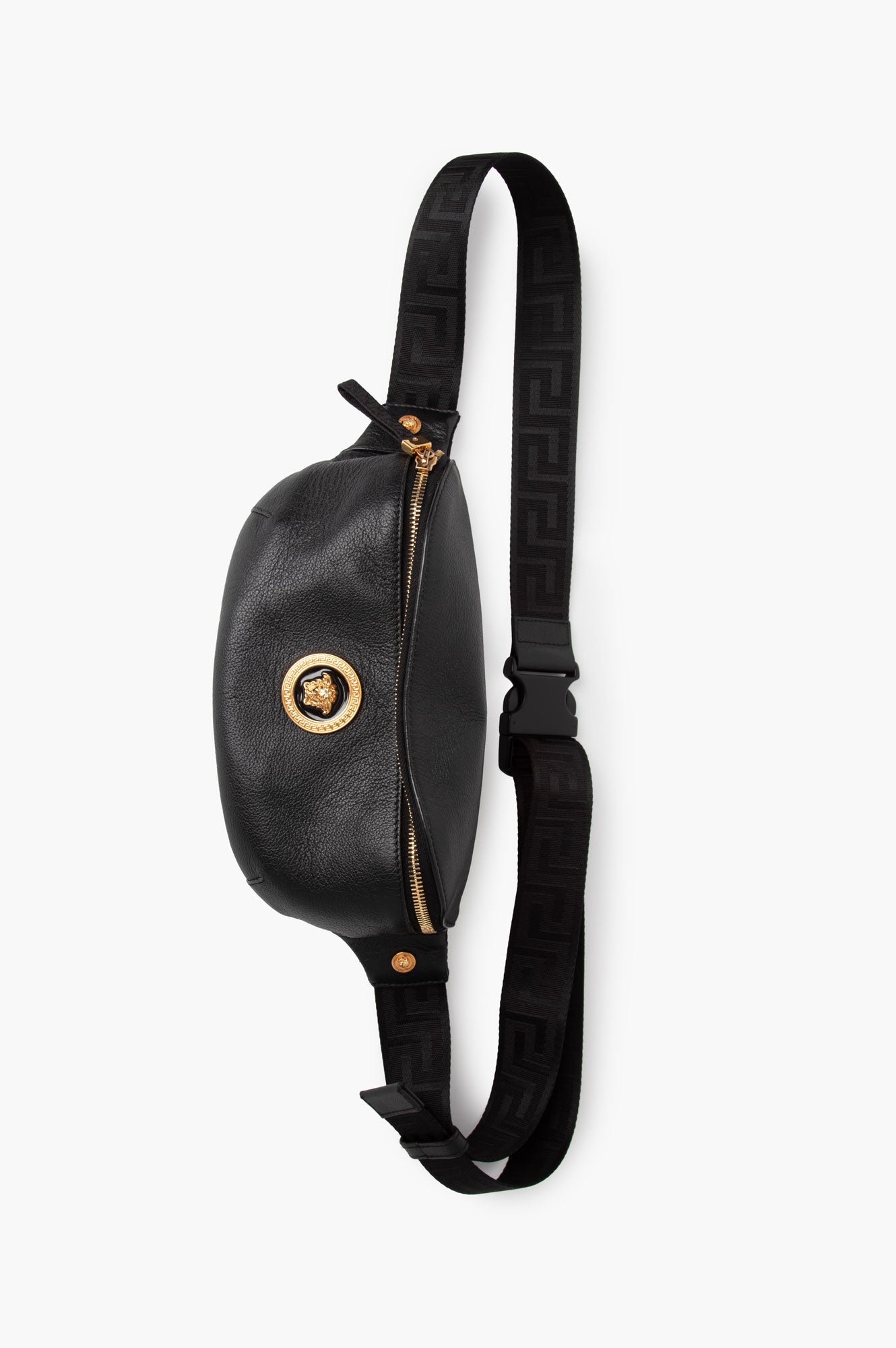 Versace Black Leather Medusa Bum Bag