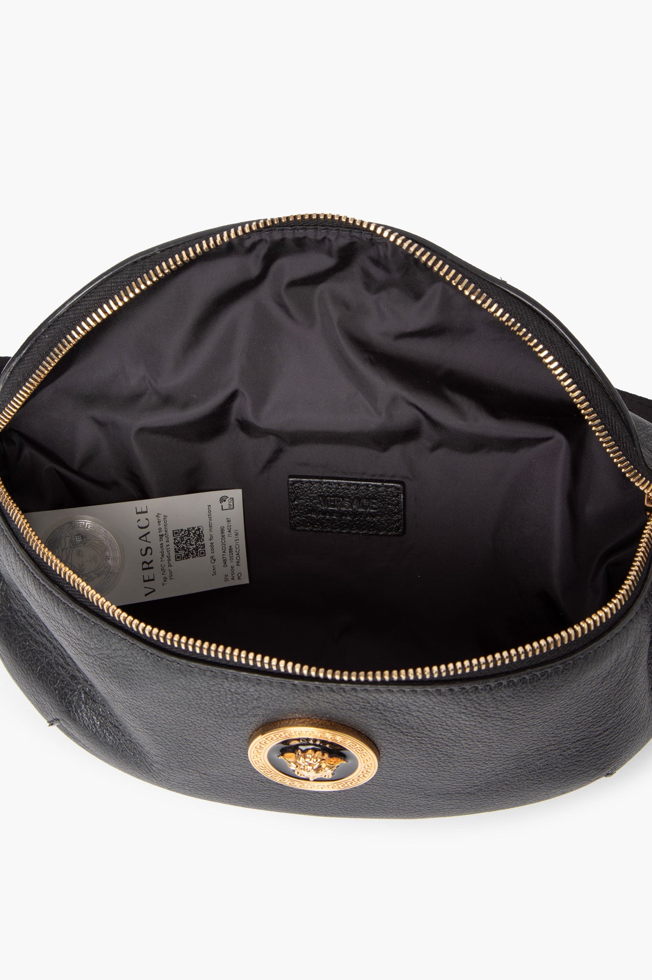 Versace Black Leather Medusa Bum Bag