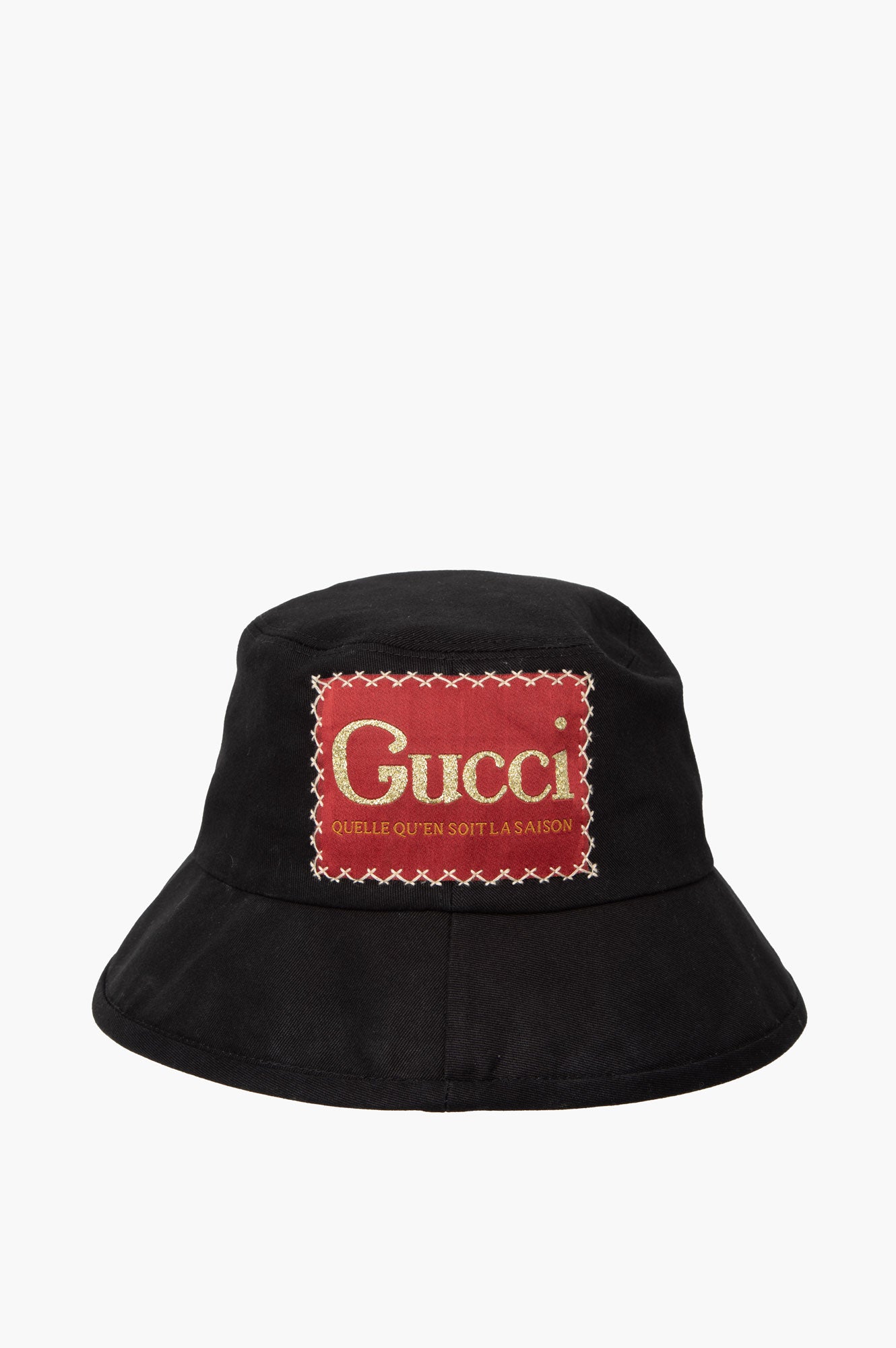 Gucci Black Cotton Logo Bucket Hat Size Medium
