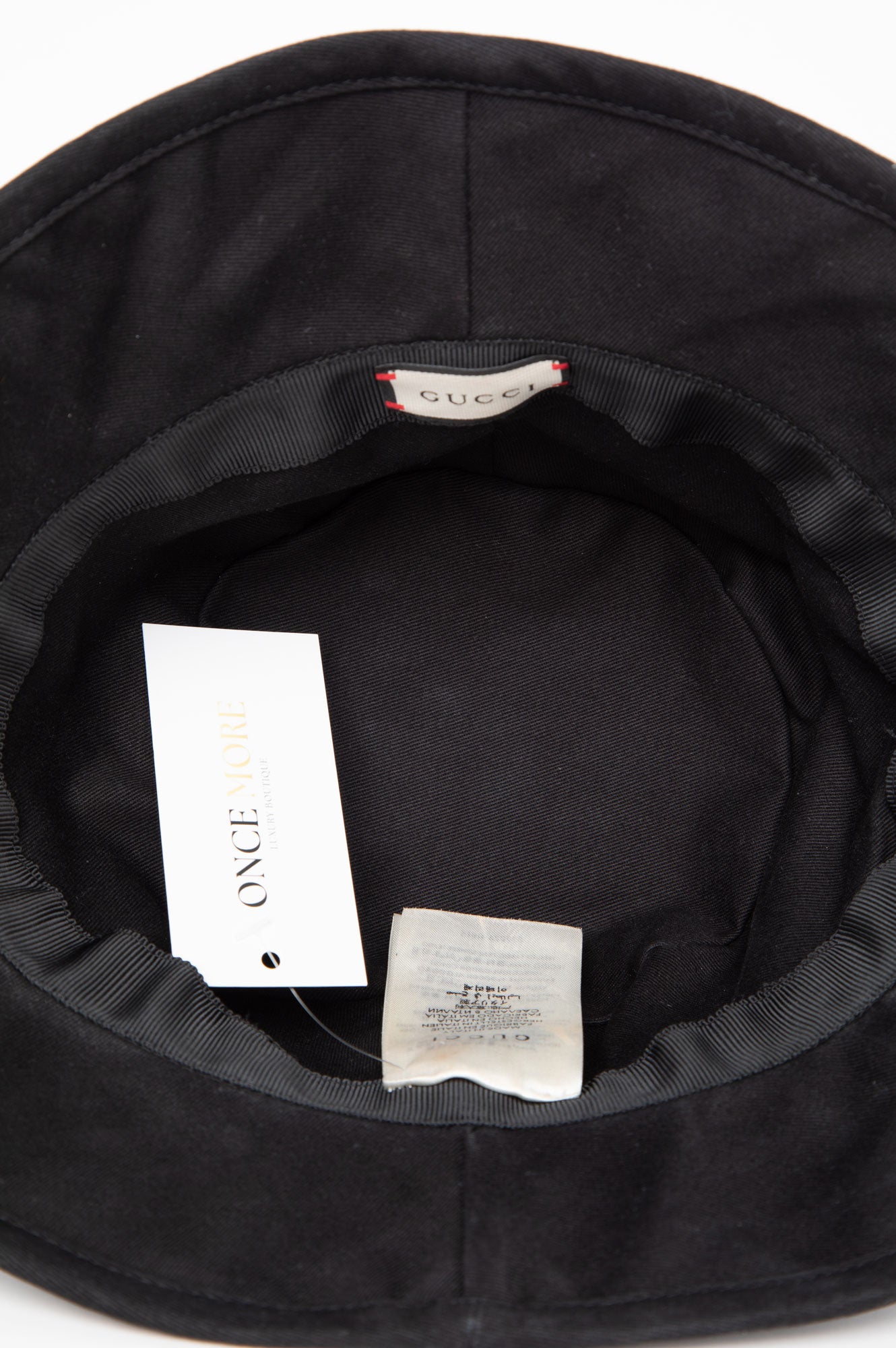 Gucci Black Cotton Logo Bucket Hat Size Medium