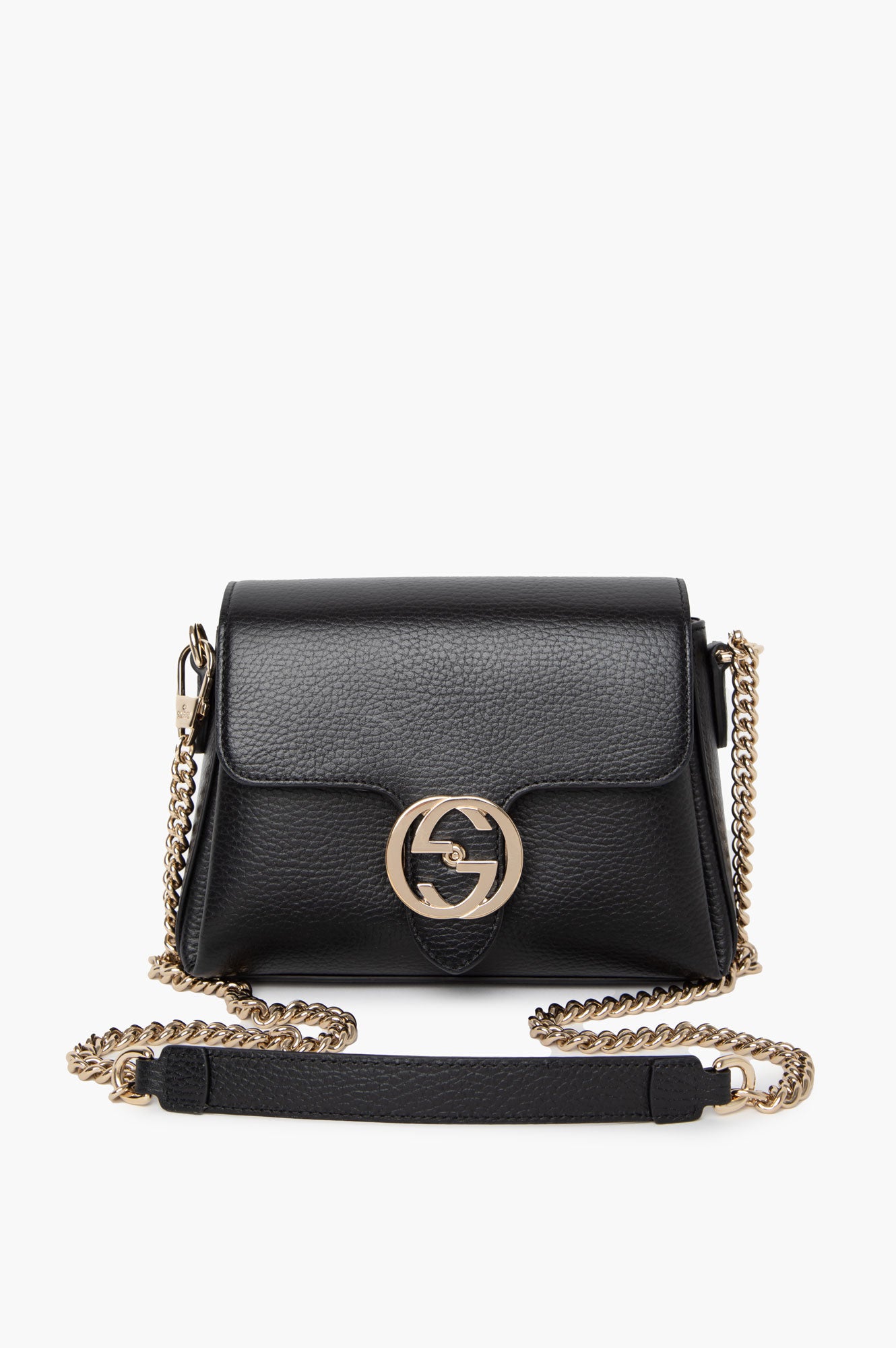 Gucci Black Dollar Calf Interlocking GG Chain Bag