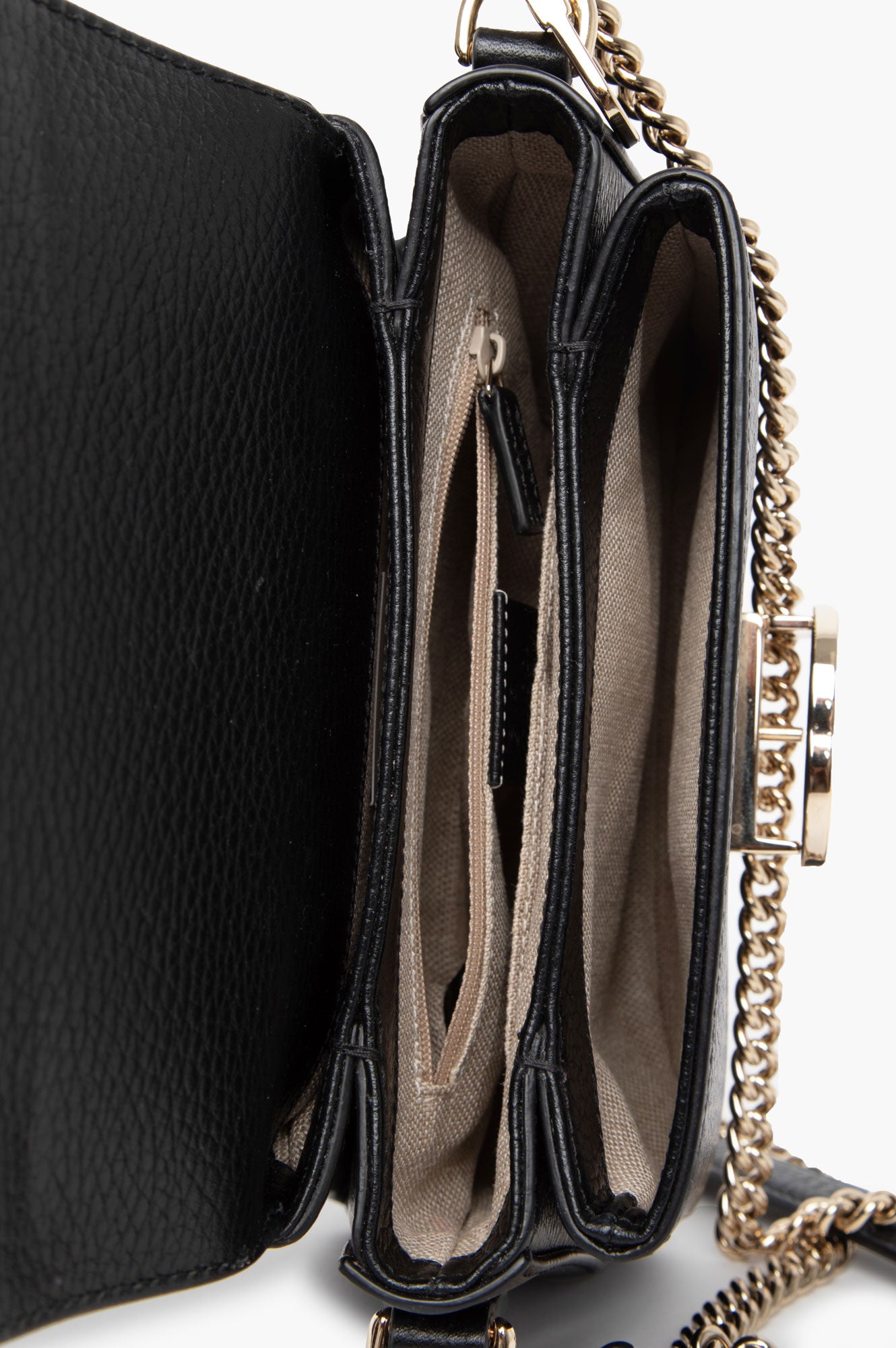 Gucci Black Dollar Calf Interlocking GG Chain Bag