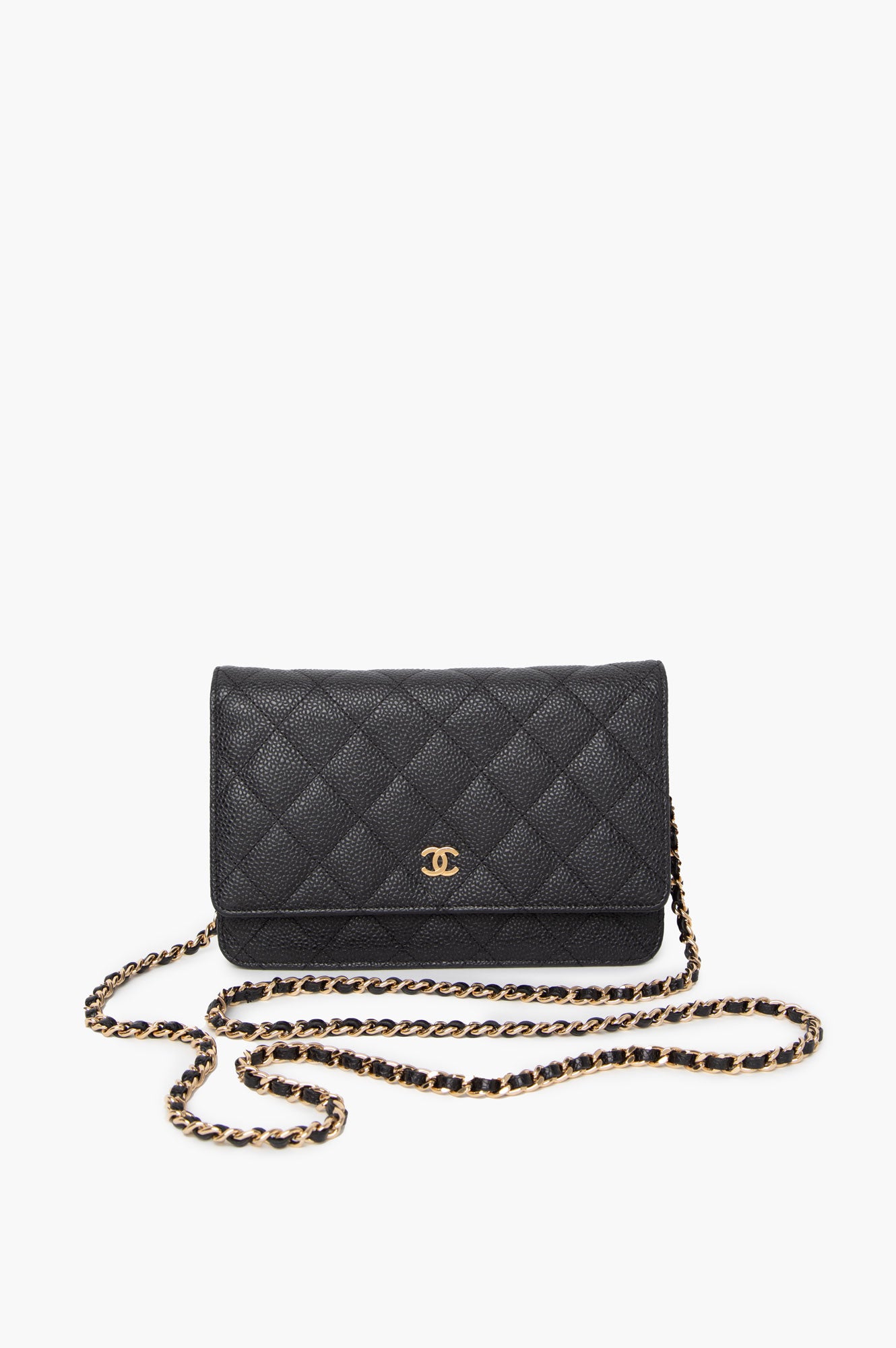 Chanel Black Caviar Gold-Tone Classic Wallet on Chain Bag