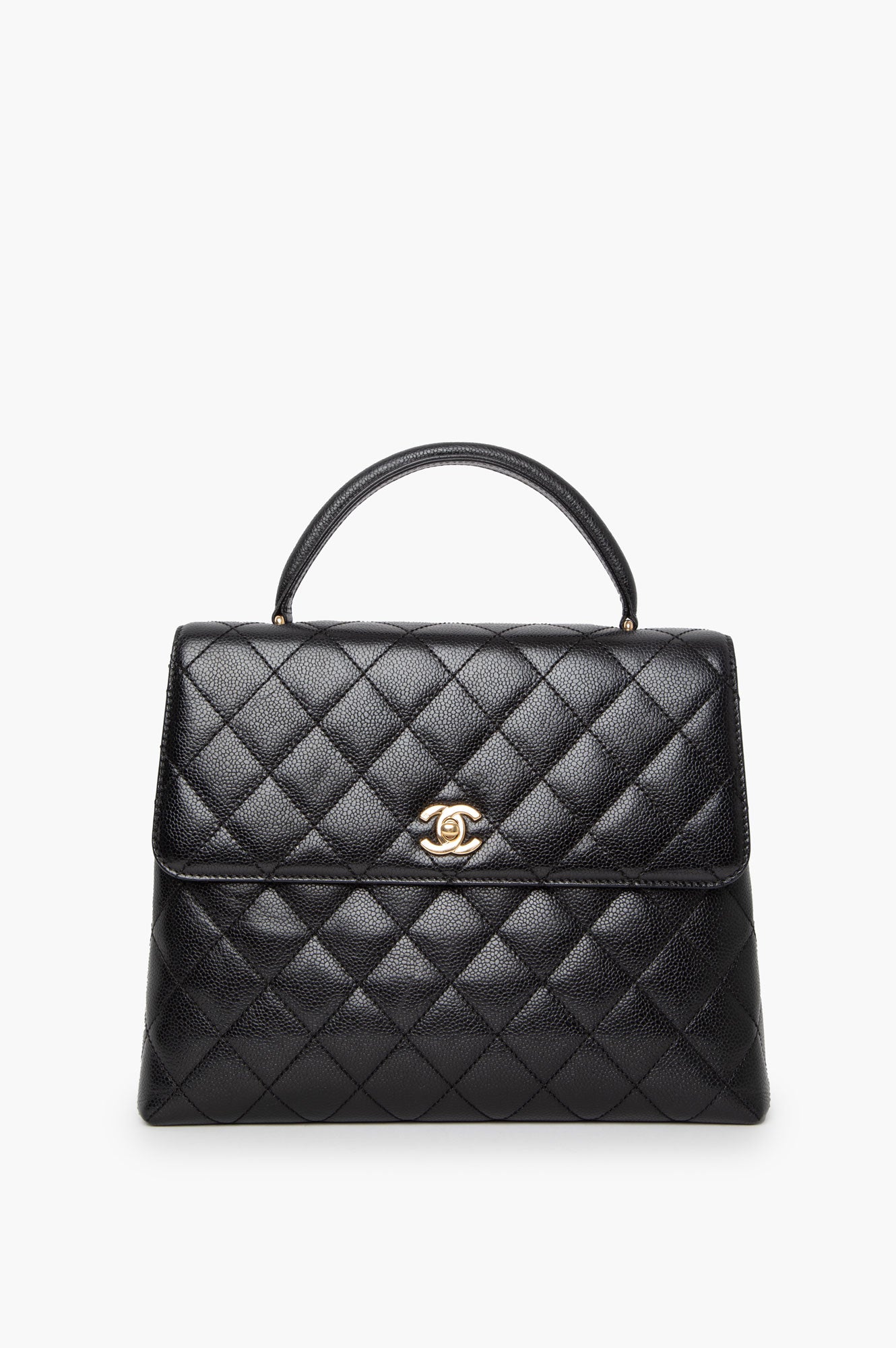 Chanel 2003 Black Caviar Vintage Kelly Top Handle Bag