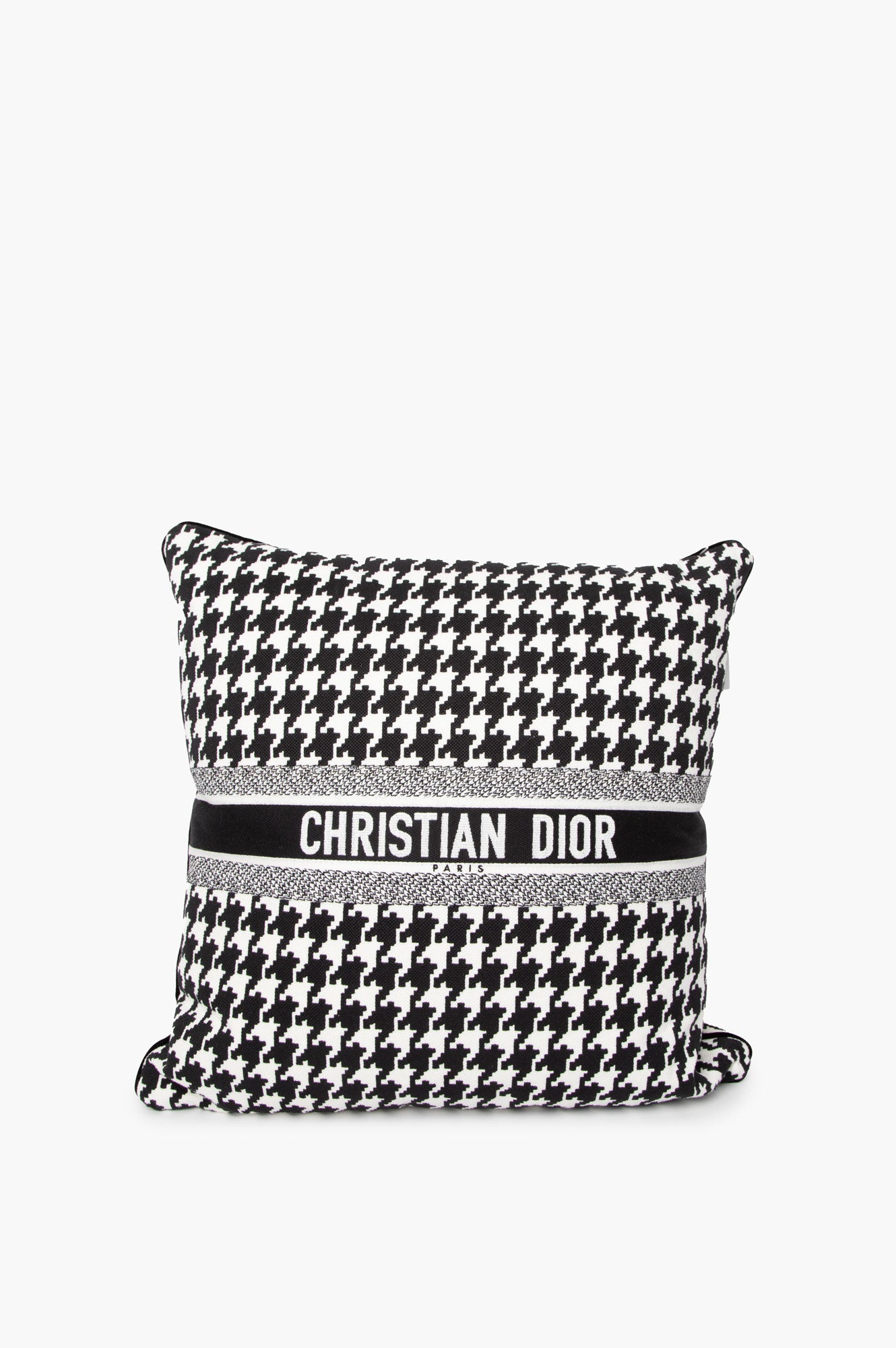 Christian Dior Black Houndstooth Cushion