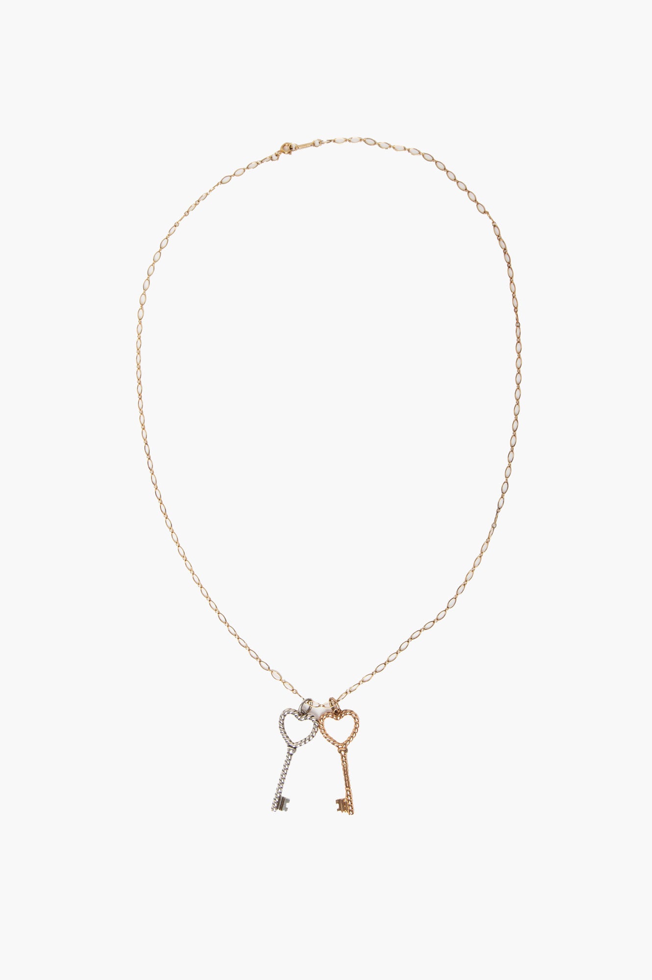 Tiffany & Co. 18K Gold & Sterling Silver Heart Keys Necklace