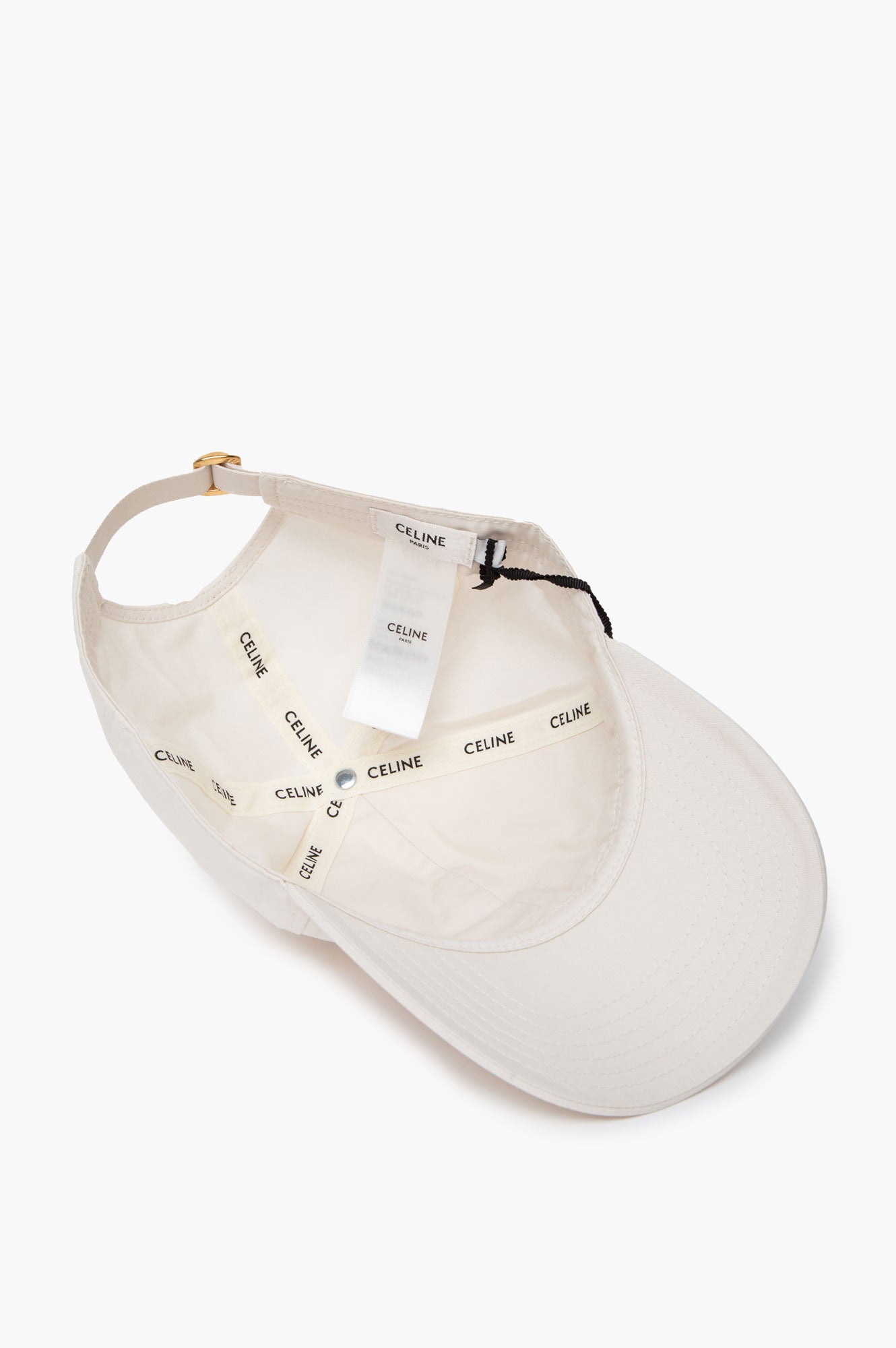 Celine Triomphe Cream Cotton Gabardine Baseball Cap Size L