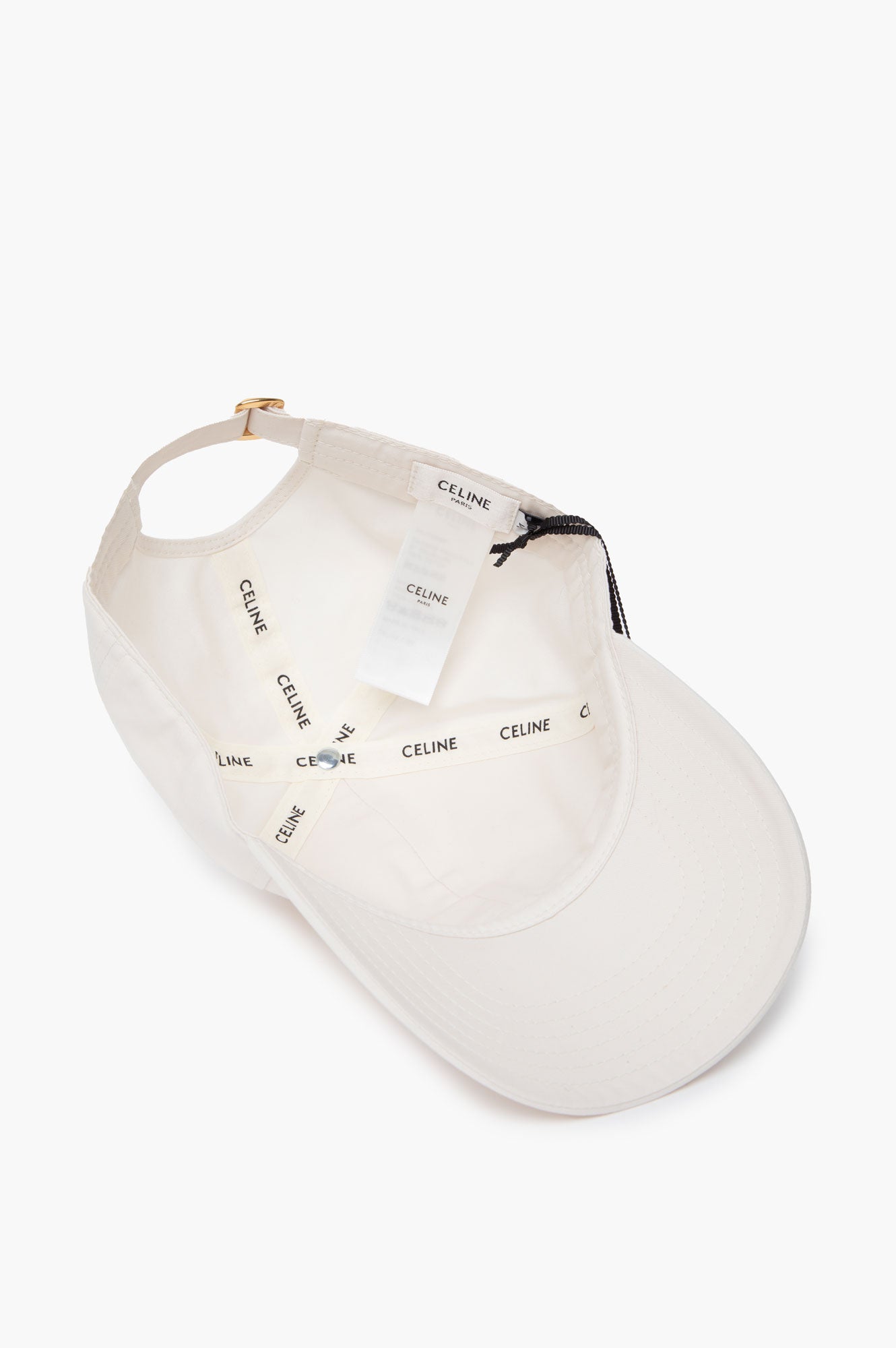 Celine Triomphe Cream Cotton Gabardine Baseball Cap Size M
