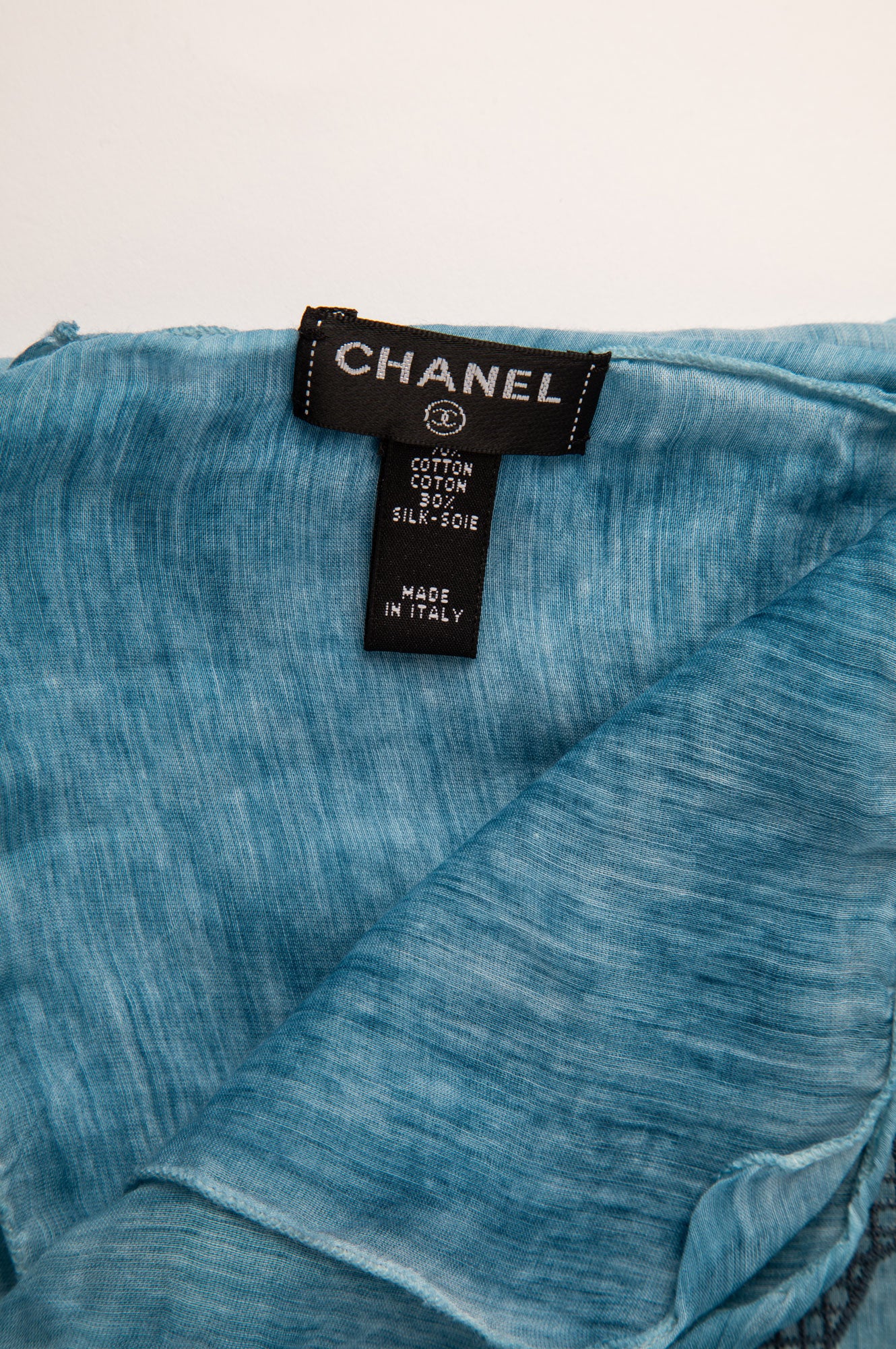 Chanel Blue Cotton/Silk Blend Scarf