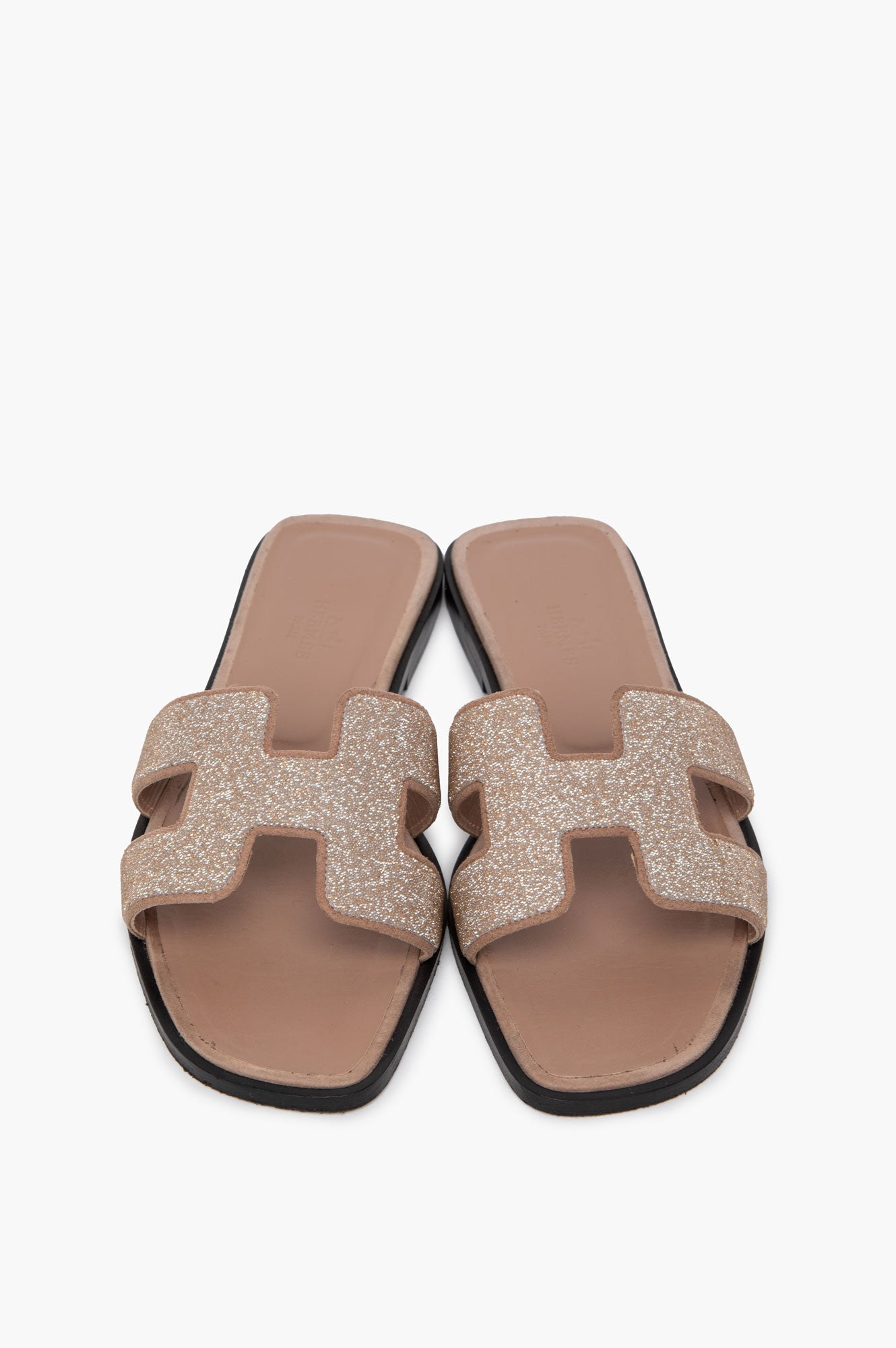 Hermès Beige Glitter Oran Sandals Size 37