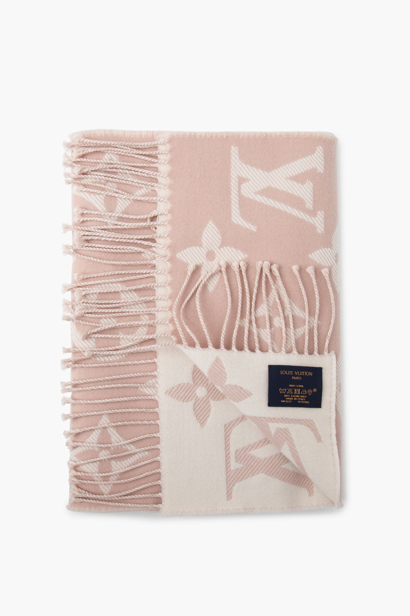 Louis Vuitton Pink/Cream Monogram Wool Simply LV Scarf