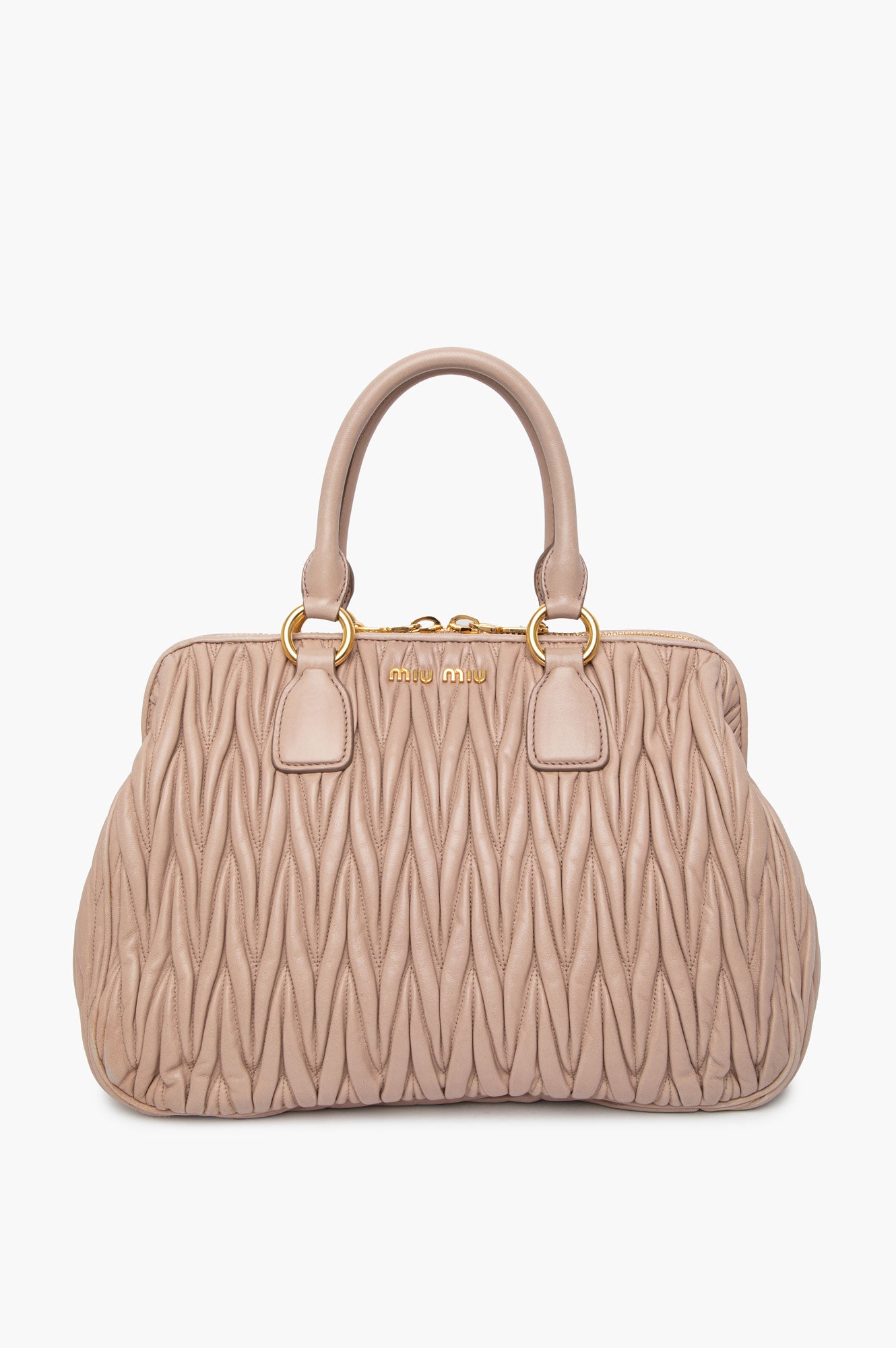 Miu Miu Dusty Rose Matelassé Top Handle Doctor Bag