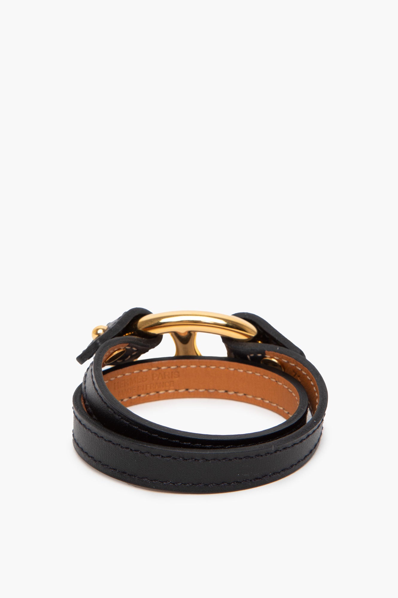 Hermès Gold Plated Black Swift Granville Double Tour Bracelet