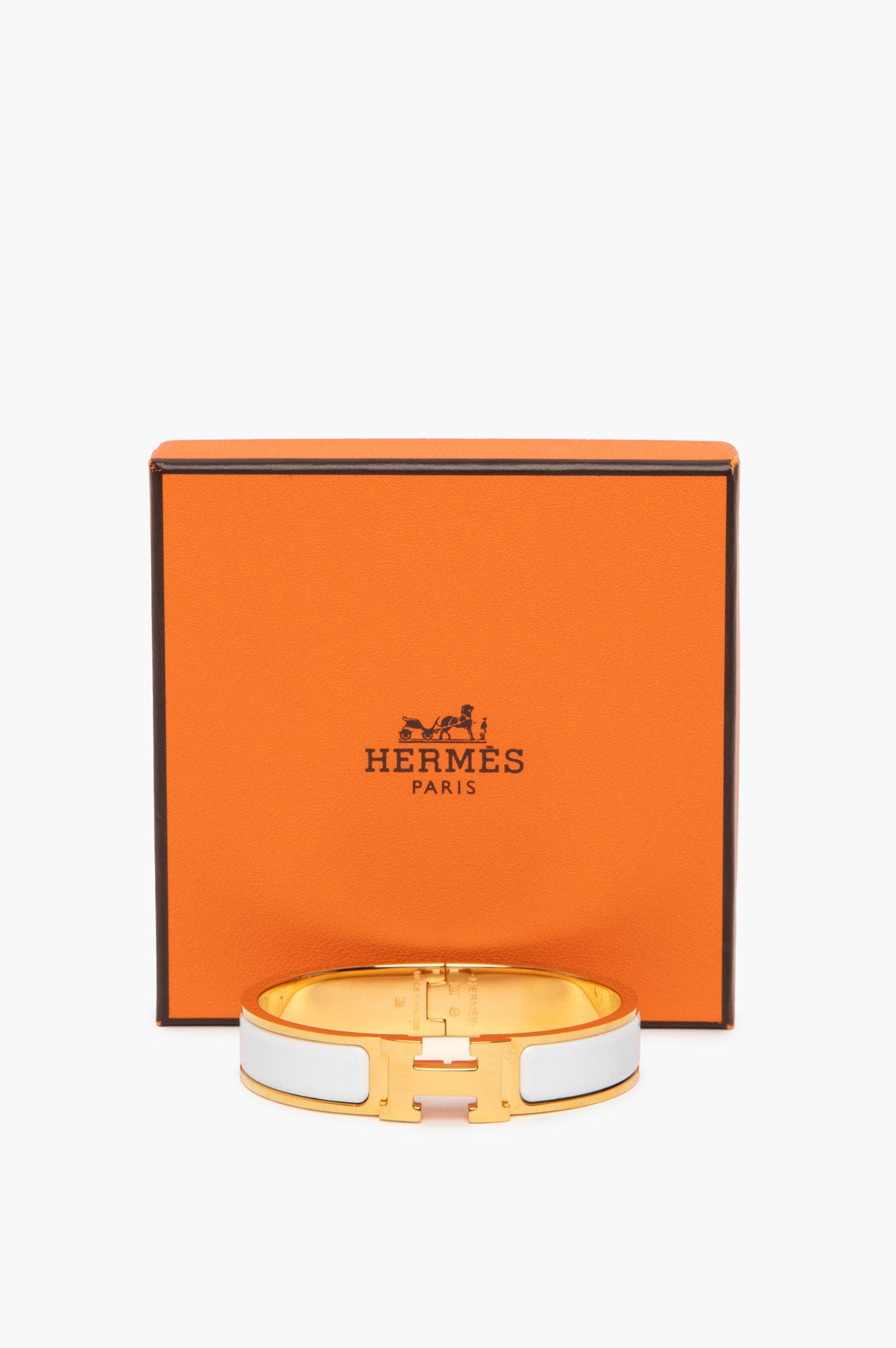 Hermès Yellow Gold Plated White Clic H Bracelet