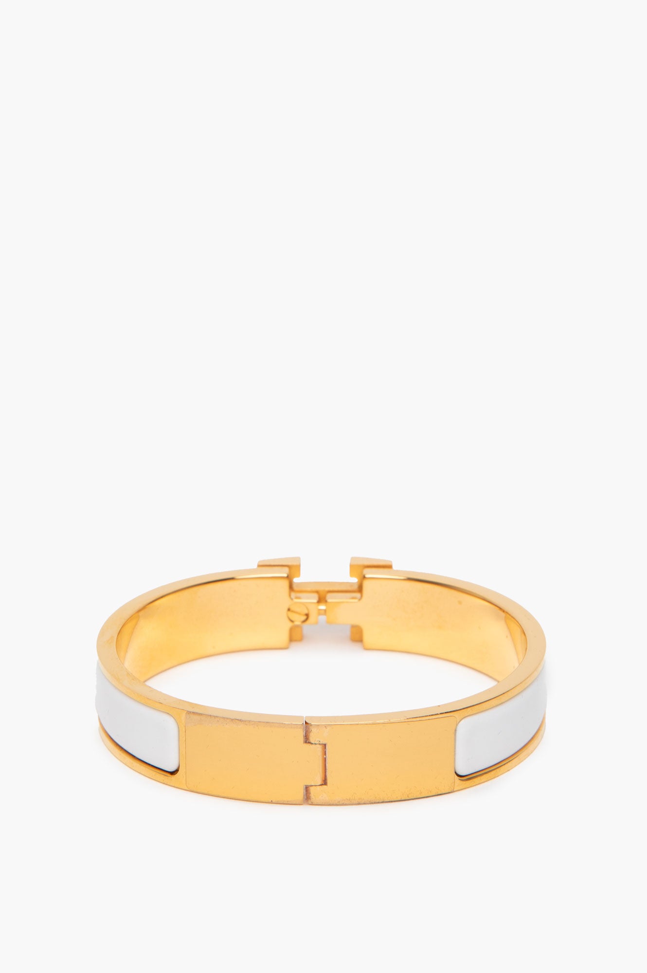 Hermès Yellow Gold Plated White Clic H Bracelet