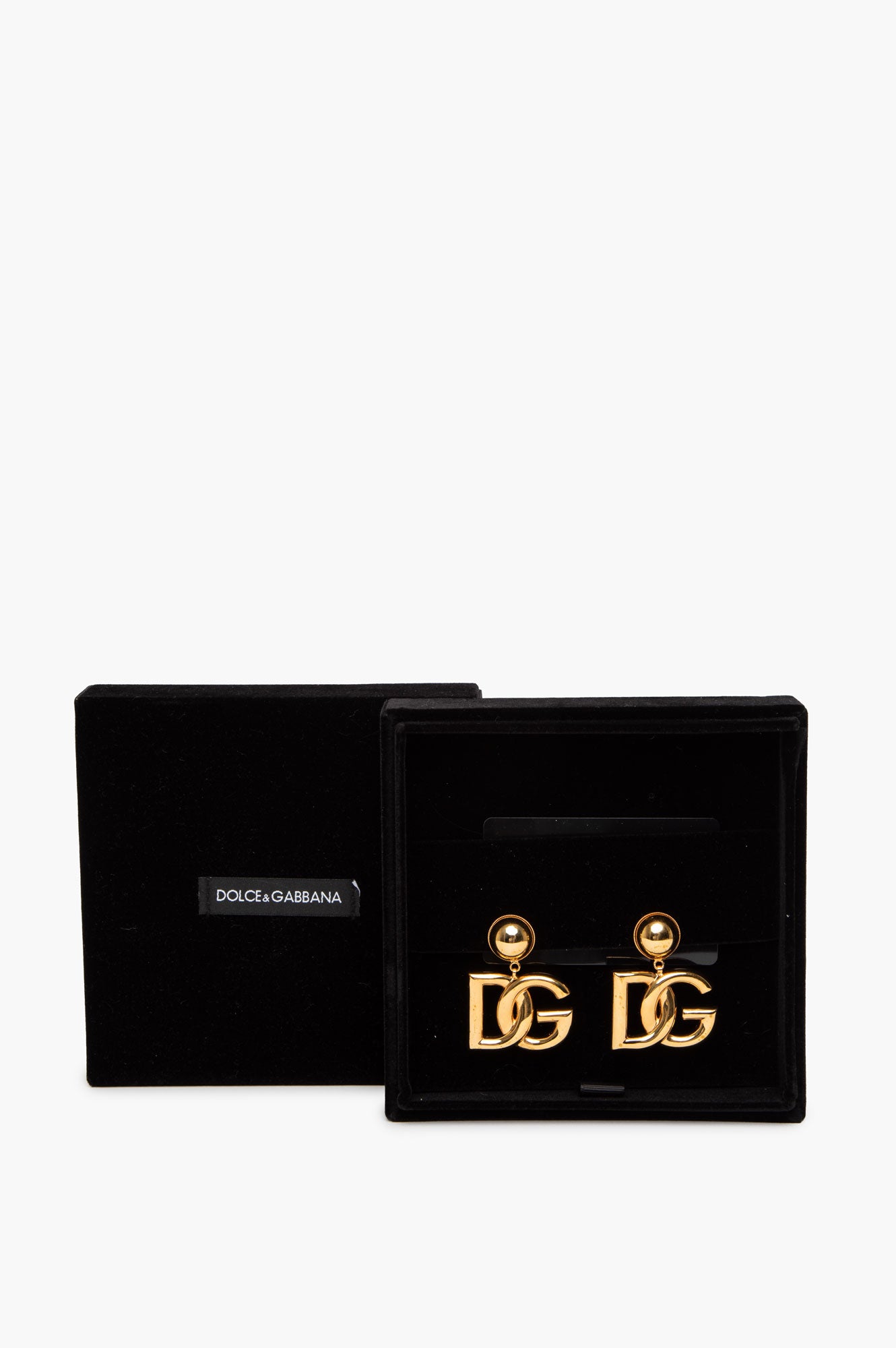 Dolce & Gabbana Gold Tone Interlocking DG Logo Ear Clips