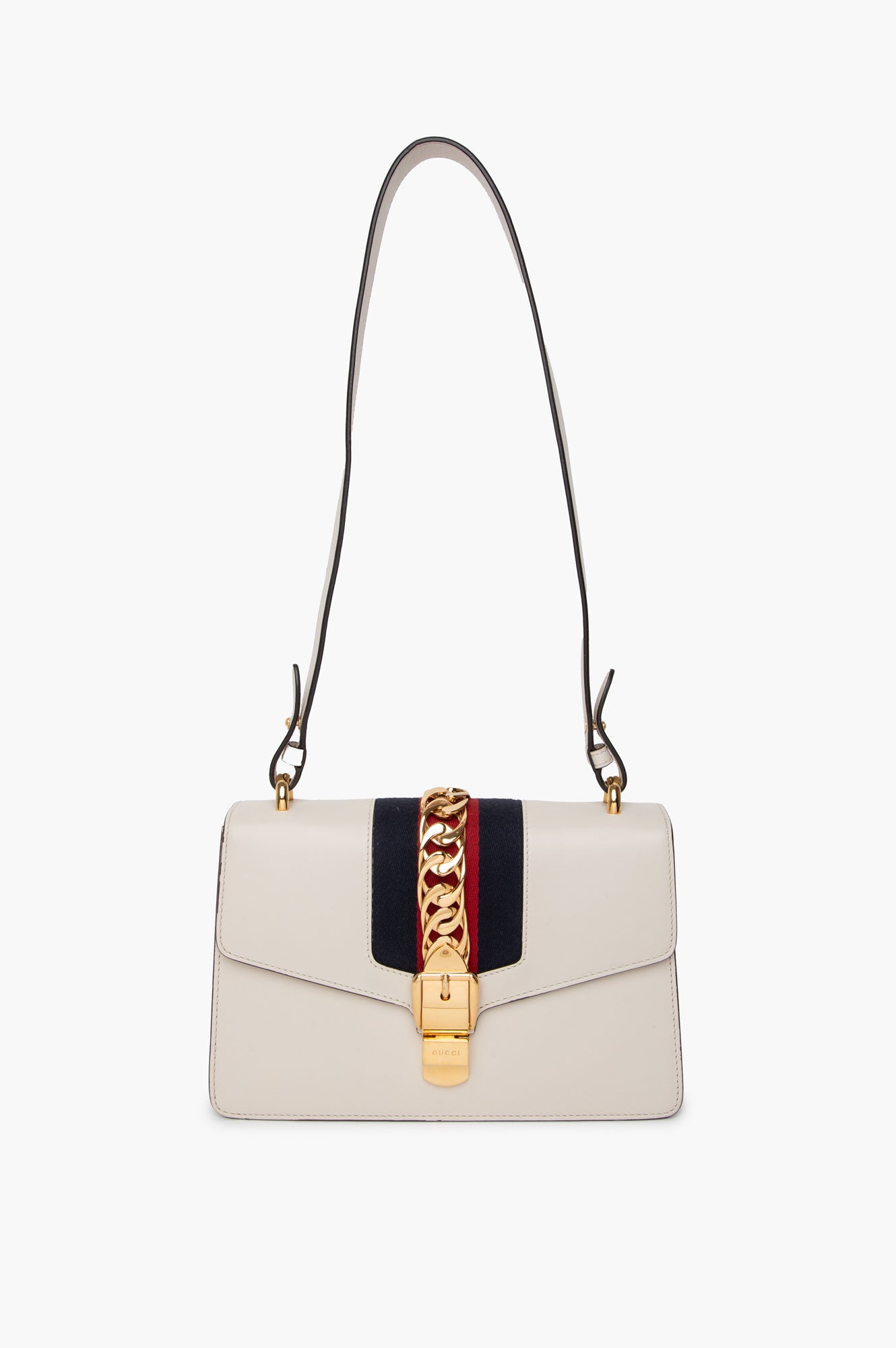 Gucci Medium White Leather Sylvie Shoulder Bag