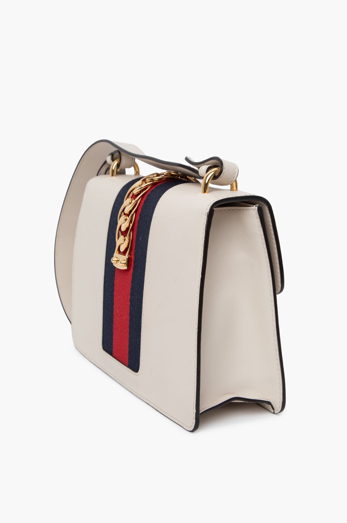Gucci Medium White Leather Sylvie Shoulder Bag