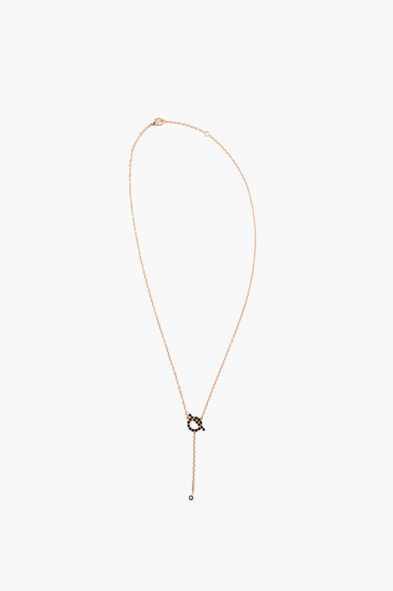 Hermes 18k Rose Gold Black Spinel Finesse Lariat Necklace with Box