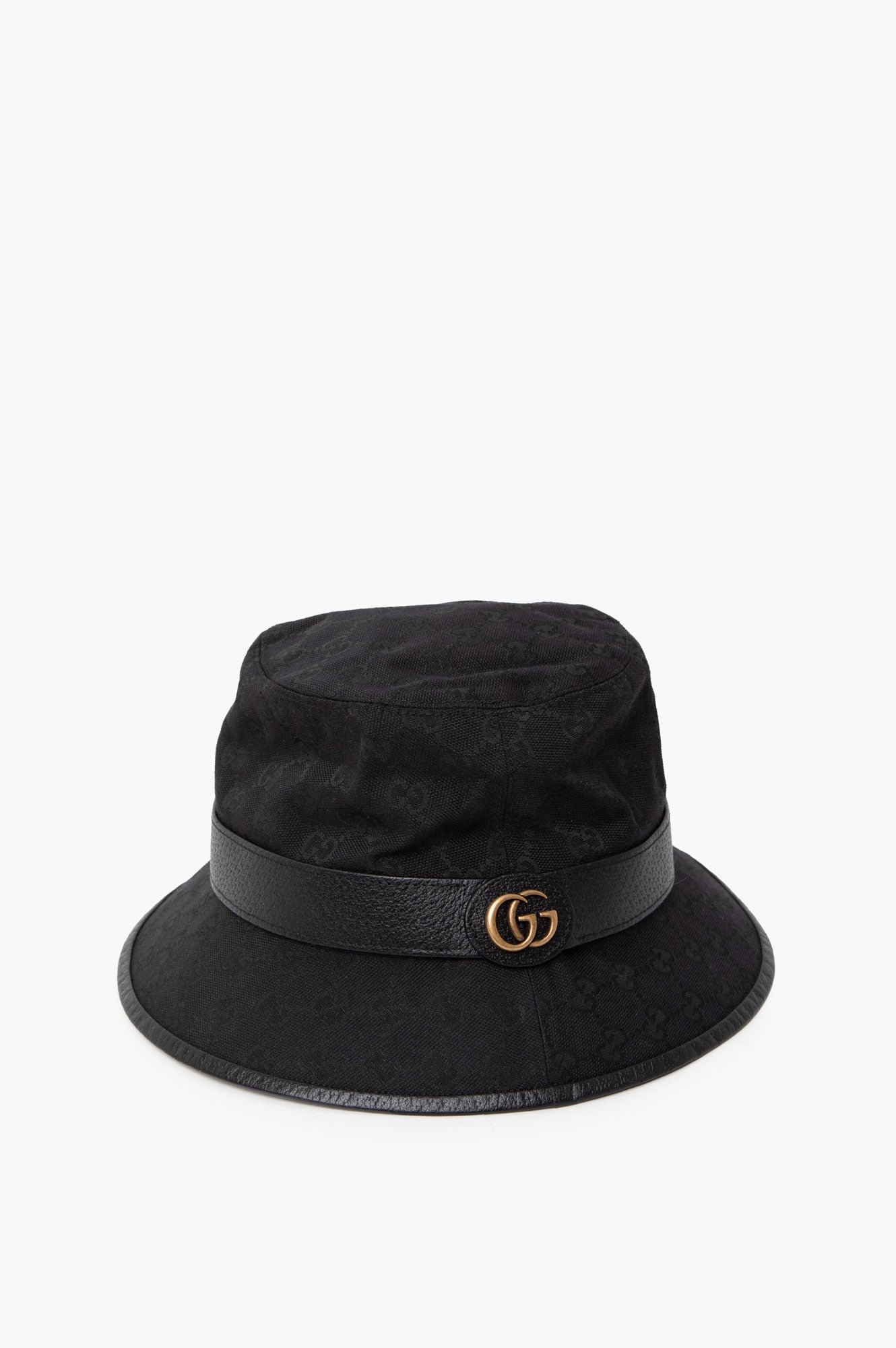 Gucci Black Monogram GG Bucket Hat Size L