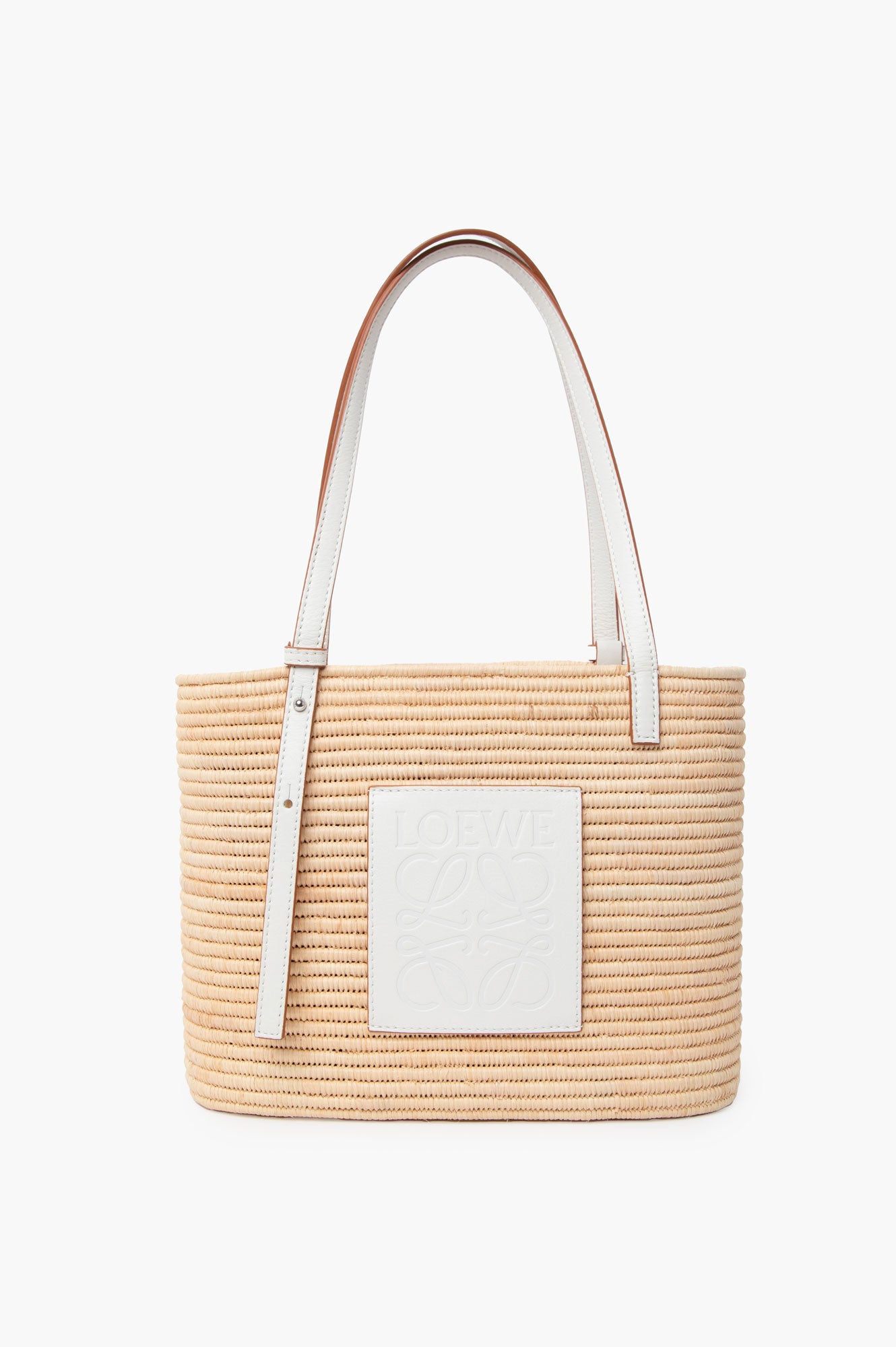Loewe Paula's lbiza Small Leather-Trimmed Woven Raffia Tote