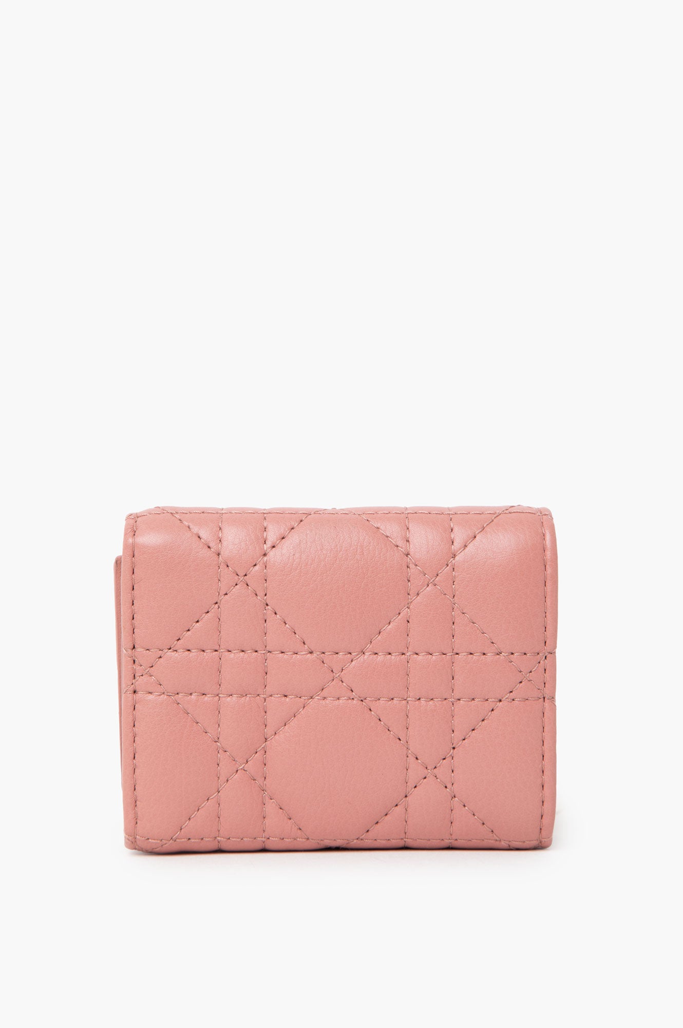 Christian Dior Caro Medium Trifold Cannage Wallet Pink