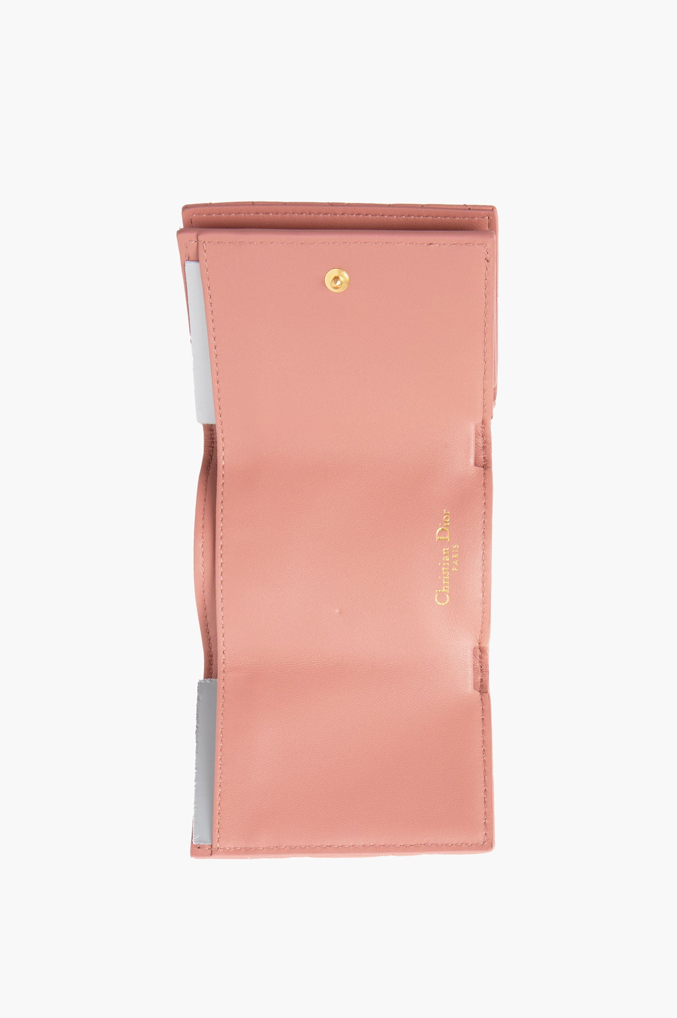 Christian Dior Caro Medium Trifold Cannage Wallet Pink