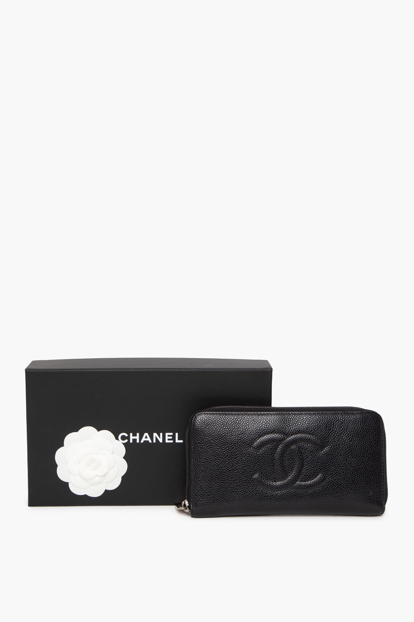 Chanel Black Caviar Large CC Timeless Zip Around Organizer Wallet
