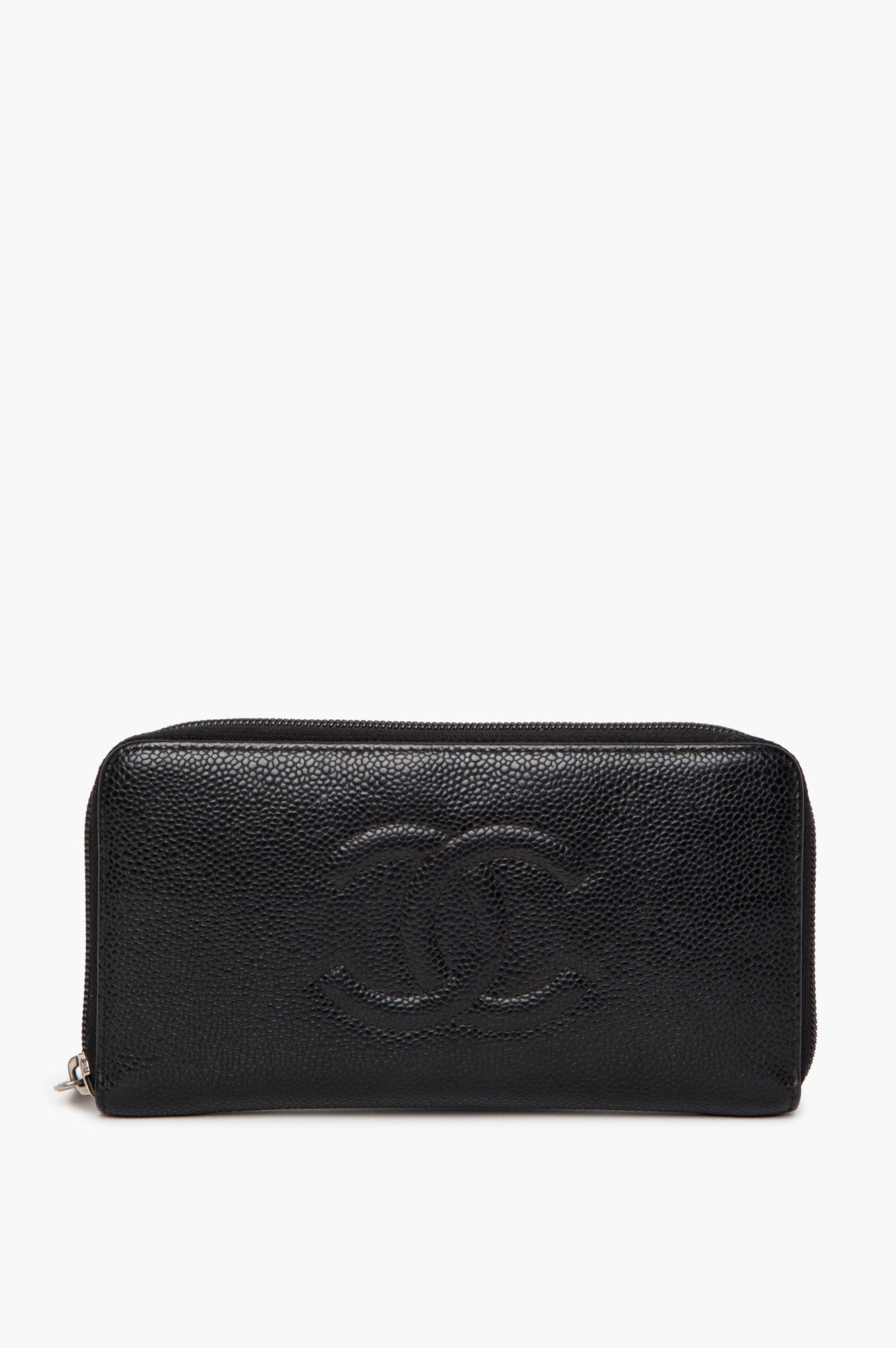 Chanel Black Caviar Large CC Timeless Zip Around Organizer Wallet