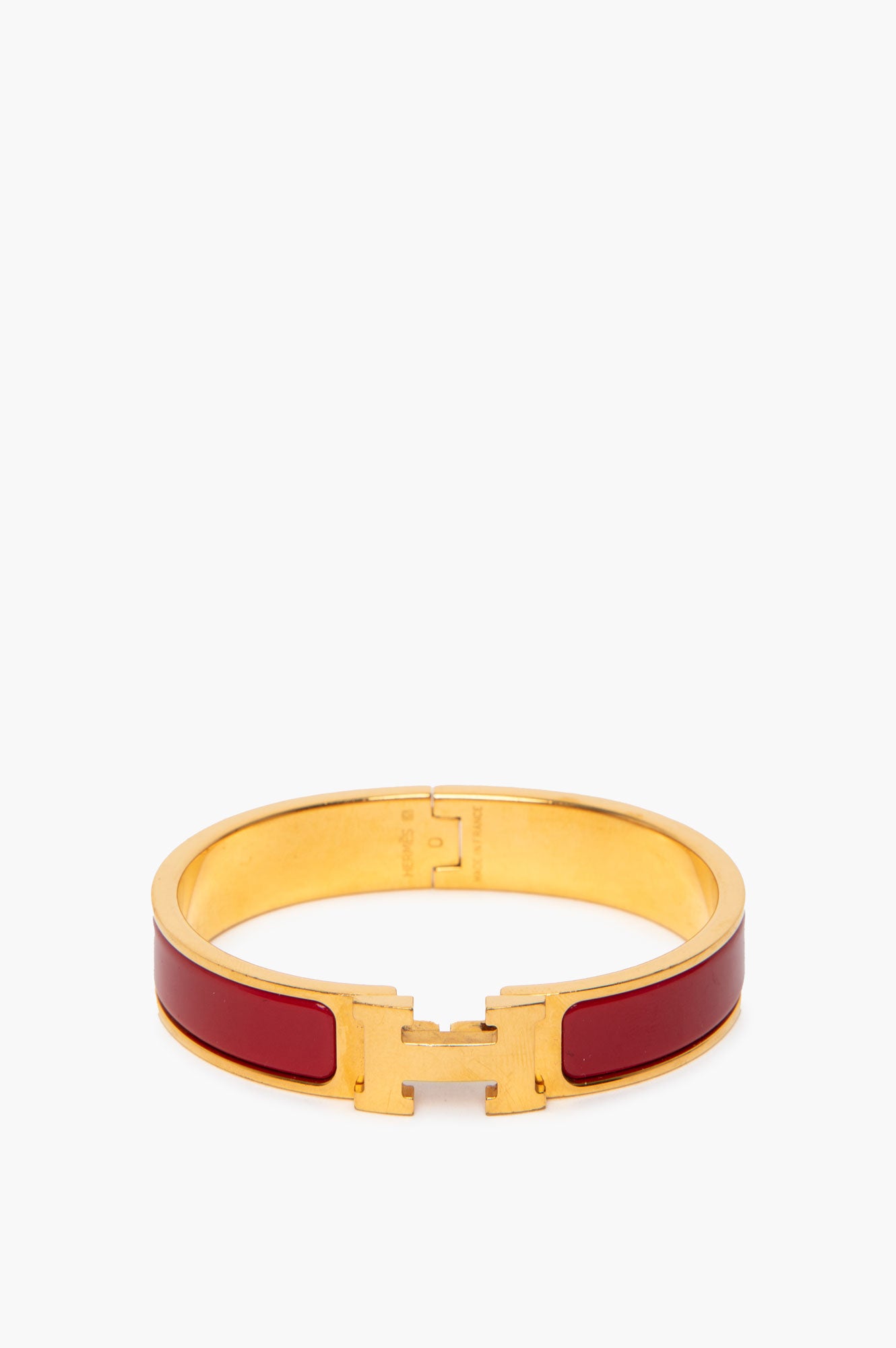 Hermès Gold Plated Red Clic H Bracelet