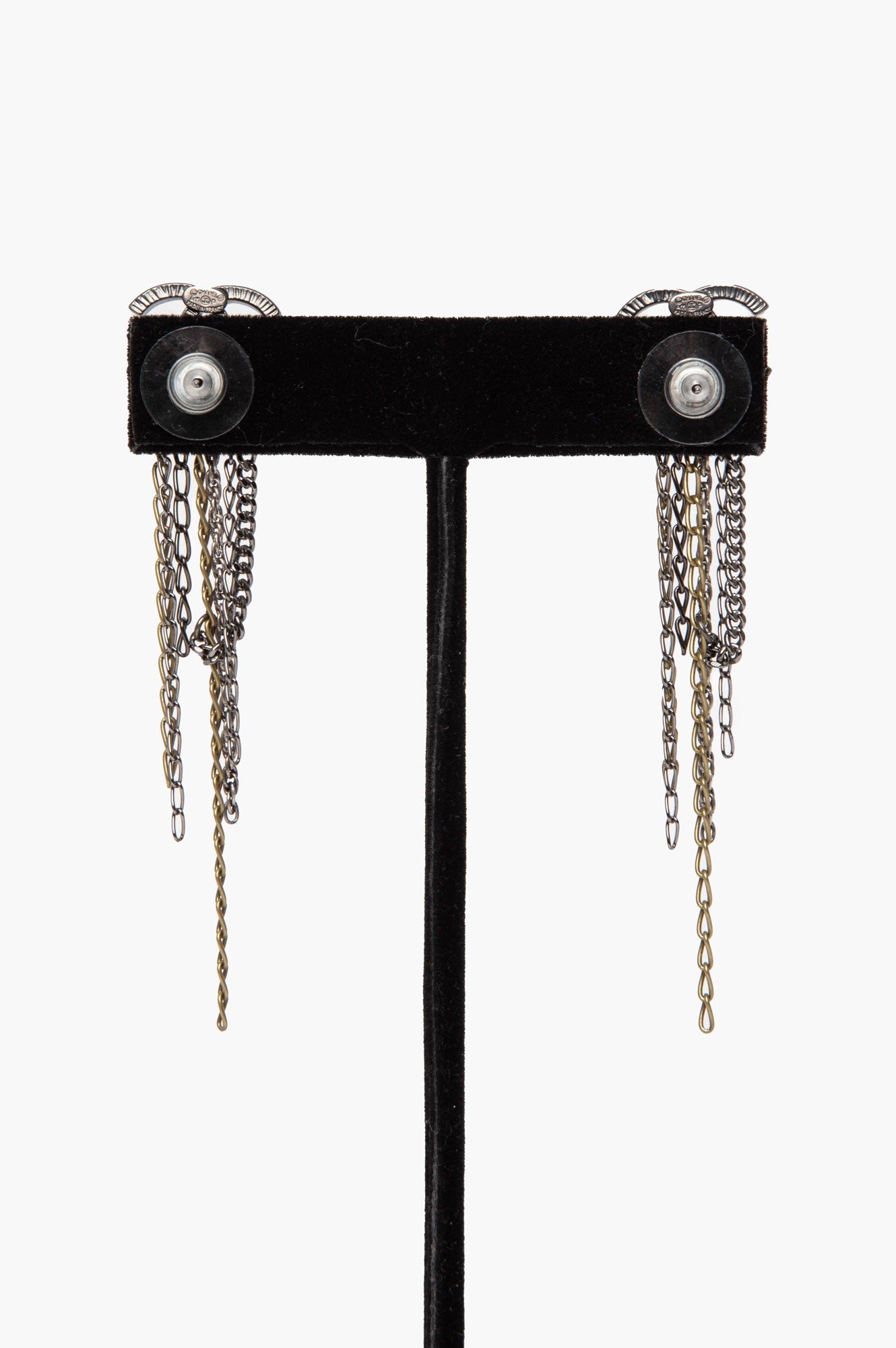 Chanel CC Multi Chain Tassel Drop Earrings