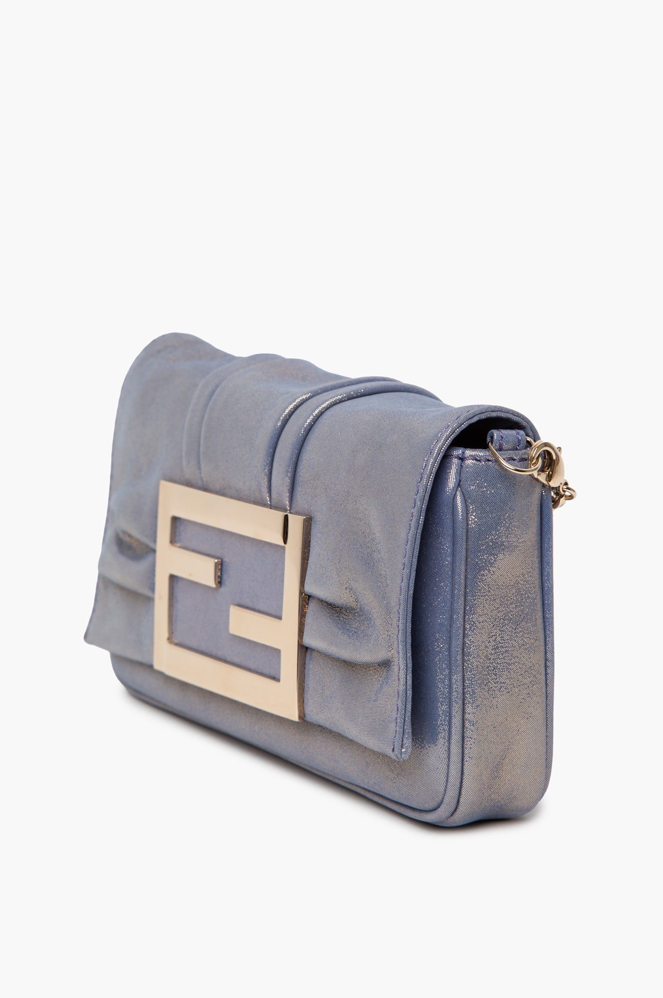 Fendi Iridescent Gold Periwinkle Mia Chain Pochette Bag