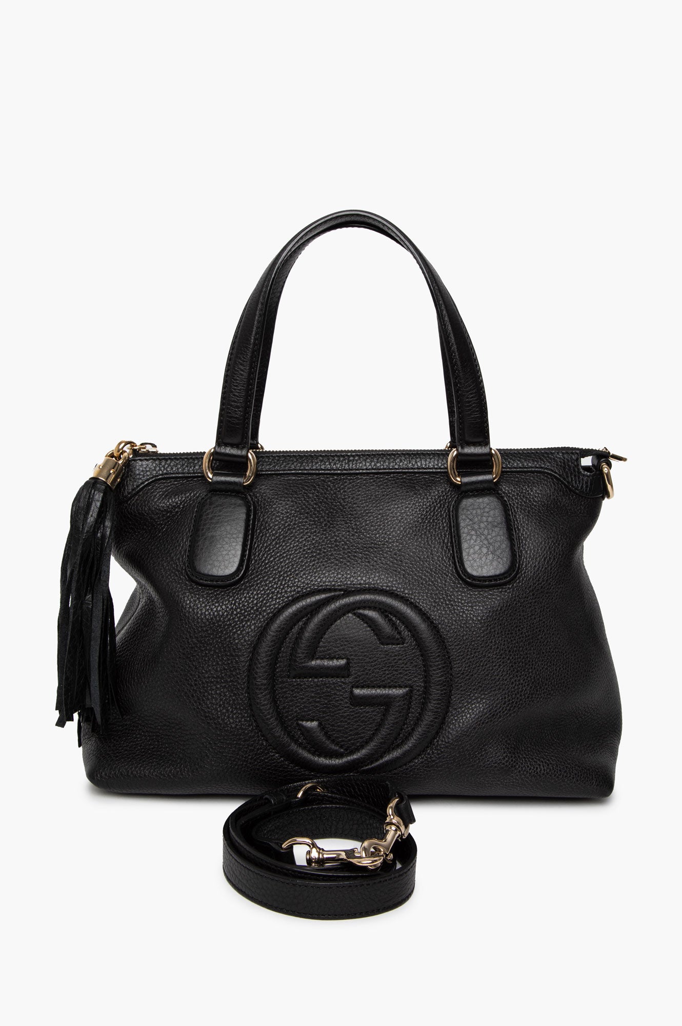 Gucci Black Pebbled Leather Soho Working Tote Bag